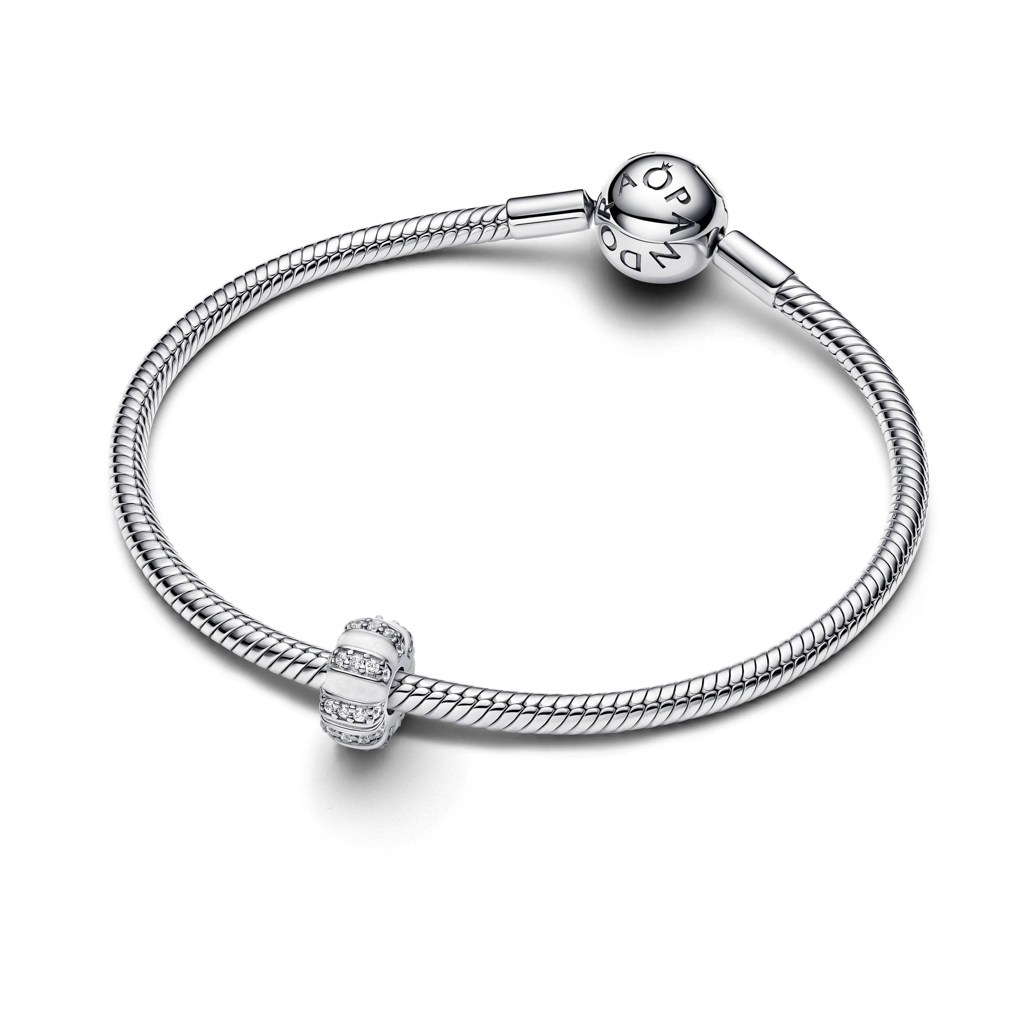 Sterling Silver Clip With Clear Cubic Zirconia, Shimmering White Enamel And Silicone Grip - Image 4