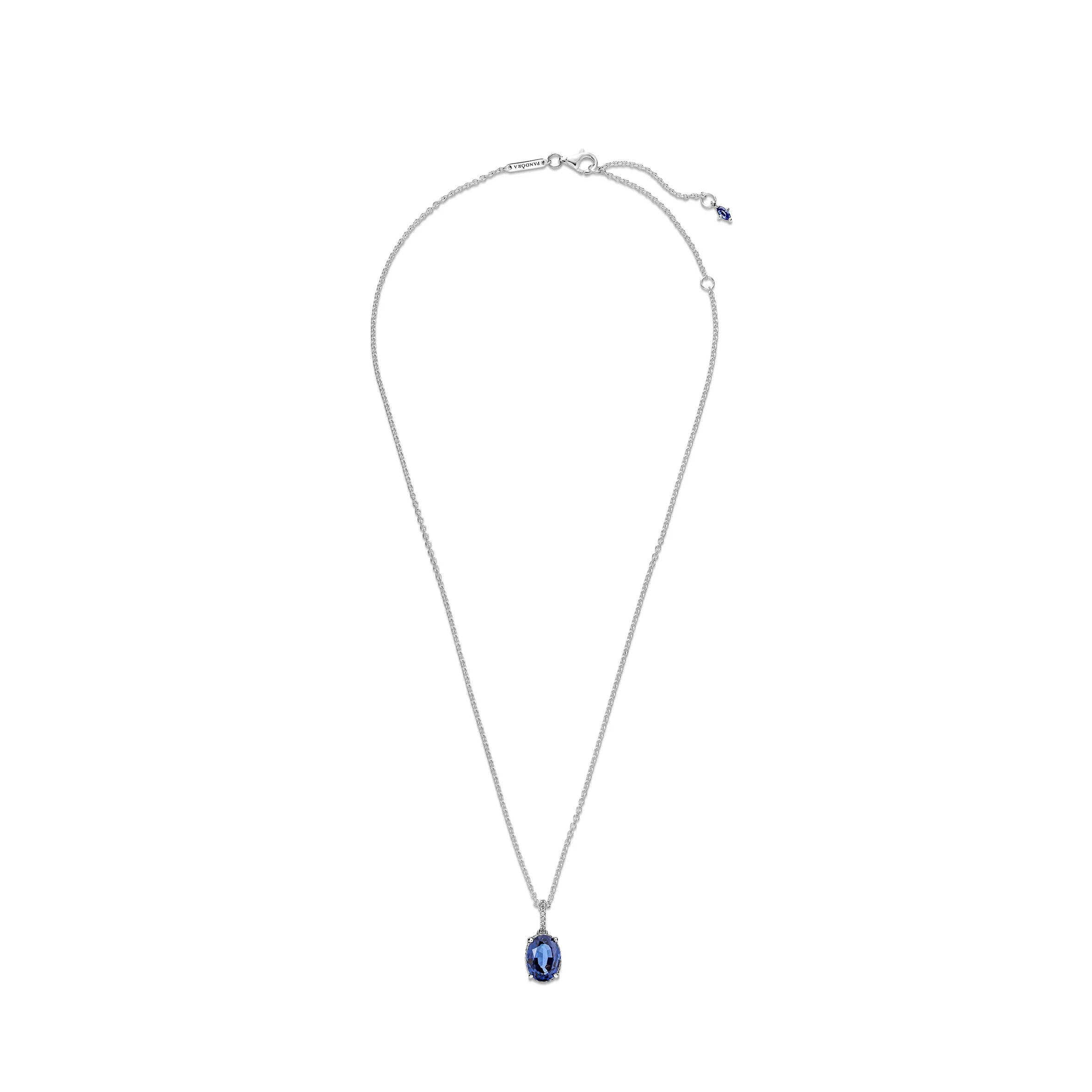 Sterling Silver Collier With Princess Blue Crystal And Clear Cubic Zirconia - Image 4