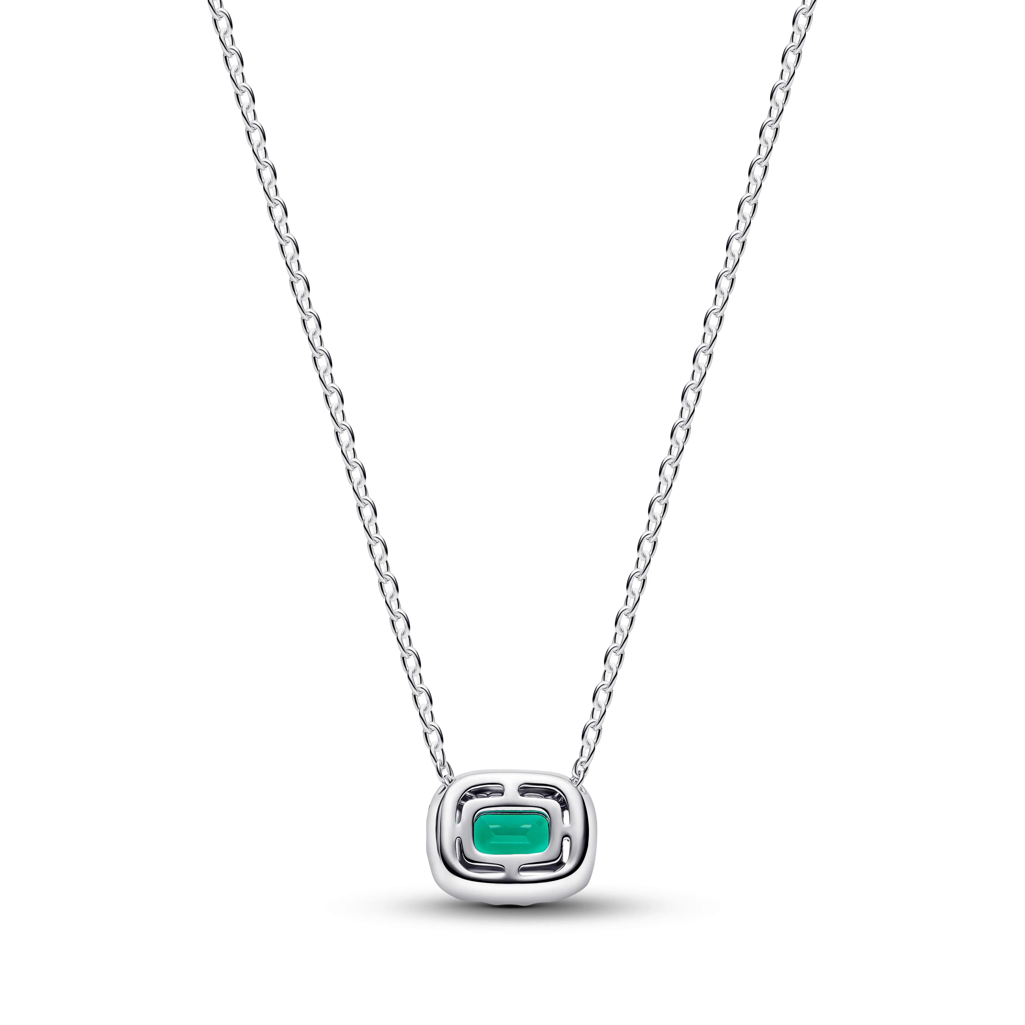 Sterling Silver Collier With Royal Green Crystal And Clear Cubic Zirconia - Image 2