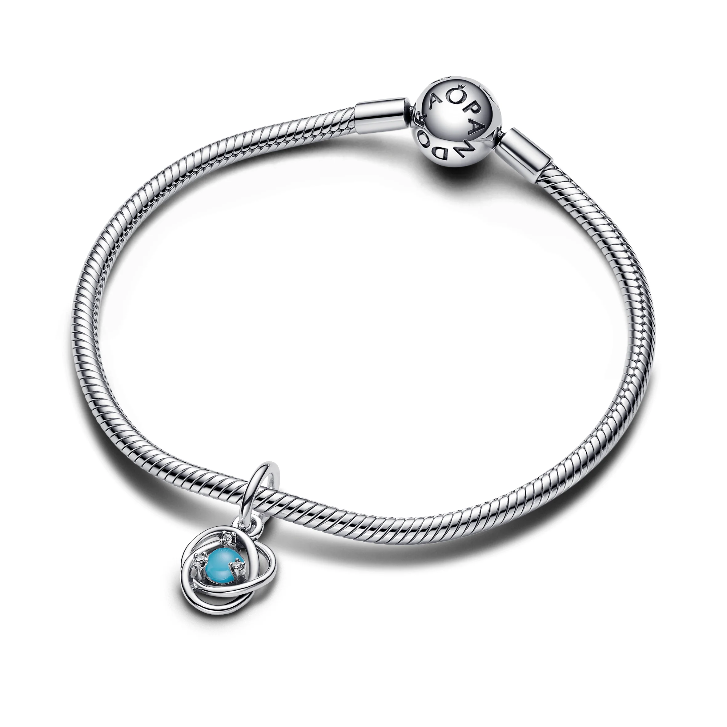 Sterling Silver Dangle With Capri Blue Crystal And Clear Cubic Zirconia - Image 4