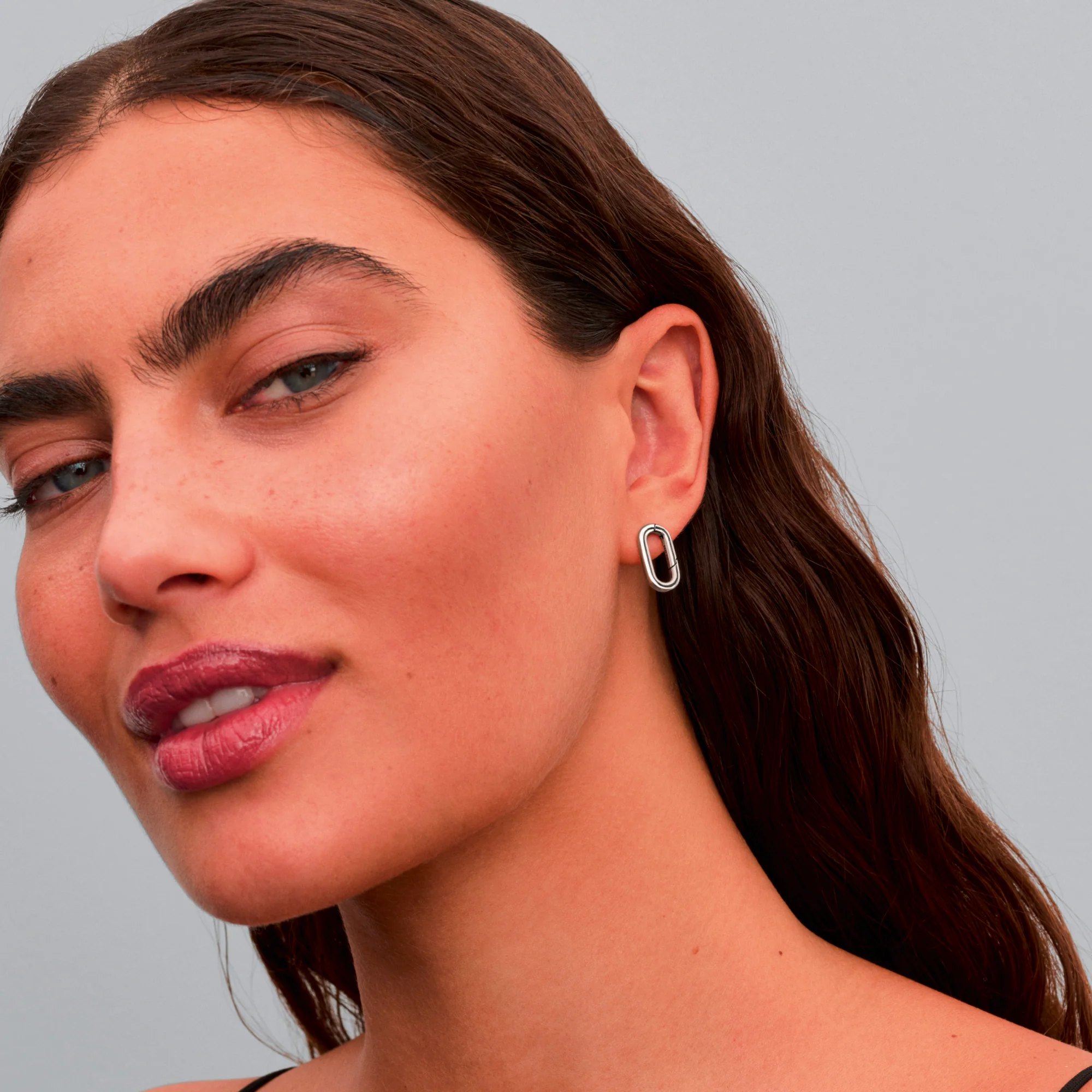 Sterling Silver Openable Link Stud Earring - Image 2