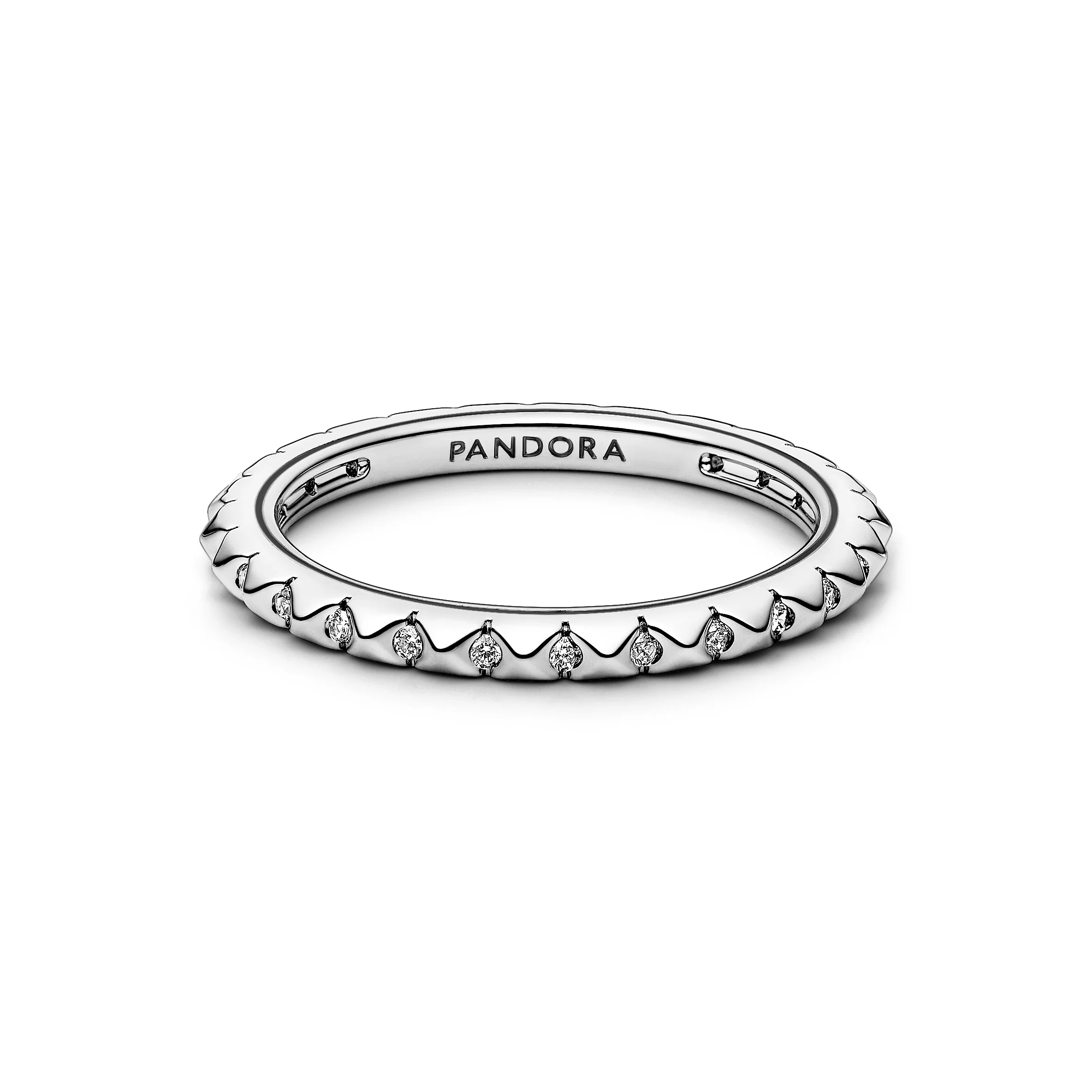 Sterling Silver Pyramid Studded Ring With Clear Cubic Zirconia - Image 4