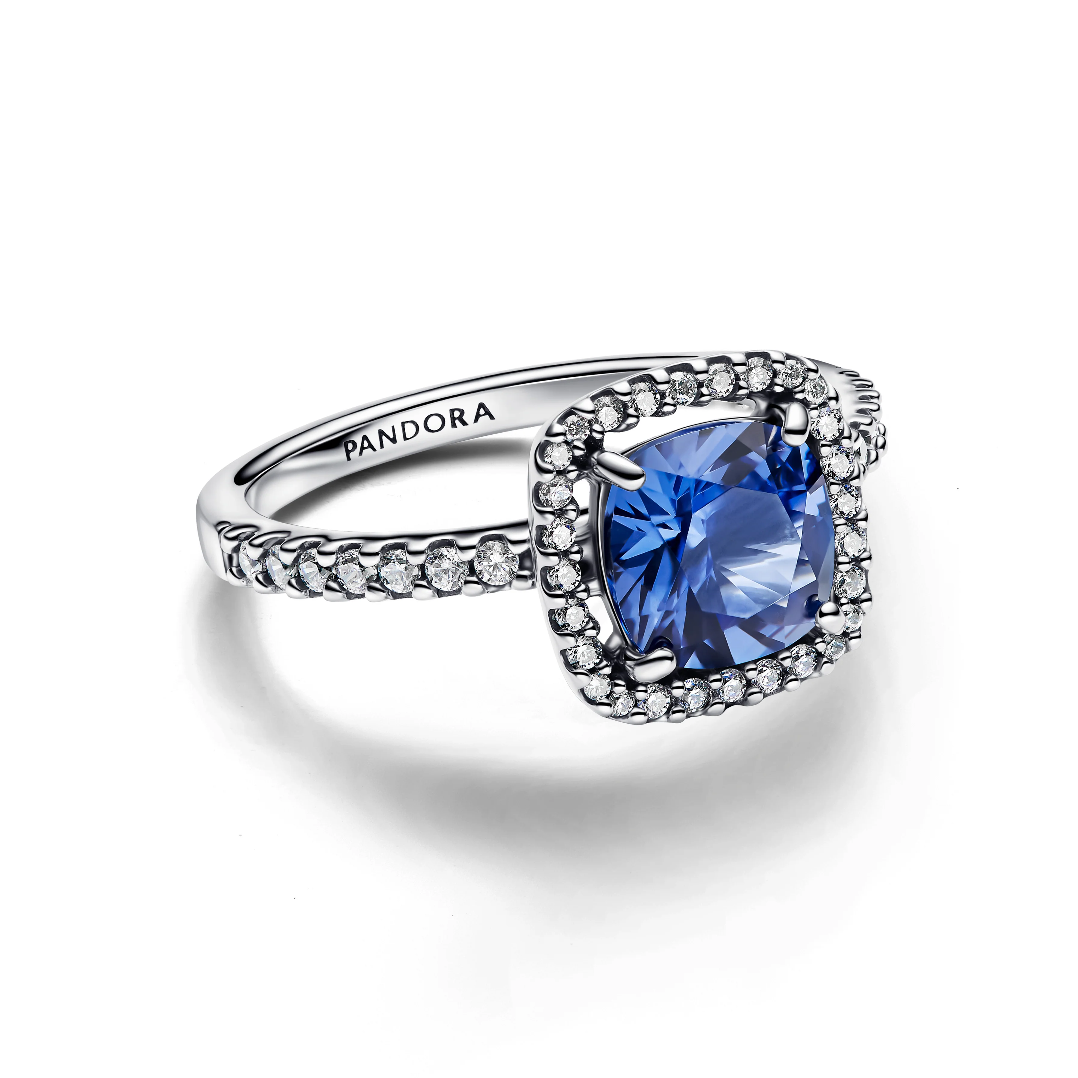 Sterling Silver Ring With Cornflower Blue Crystal And Clear Cubic Zirconia - Image 3