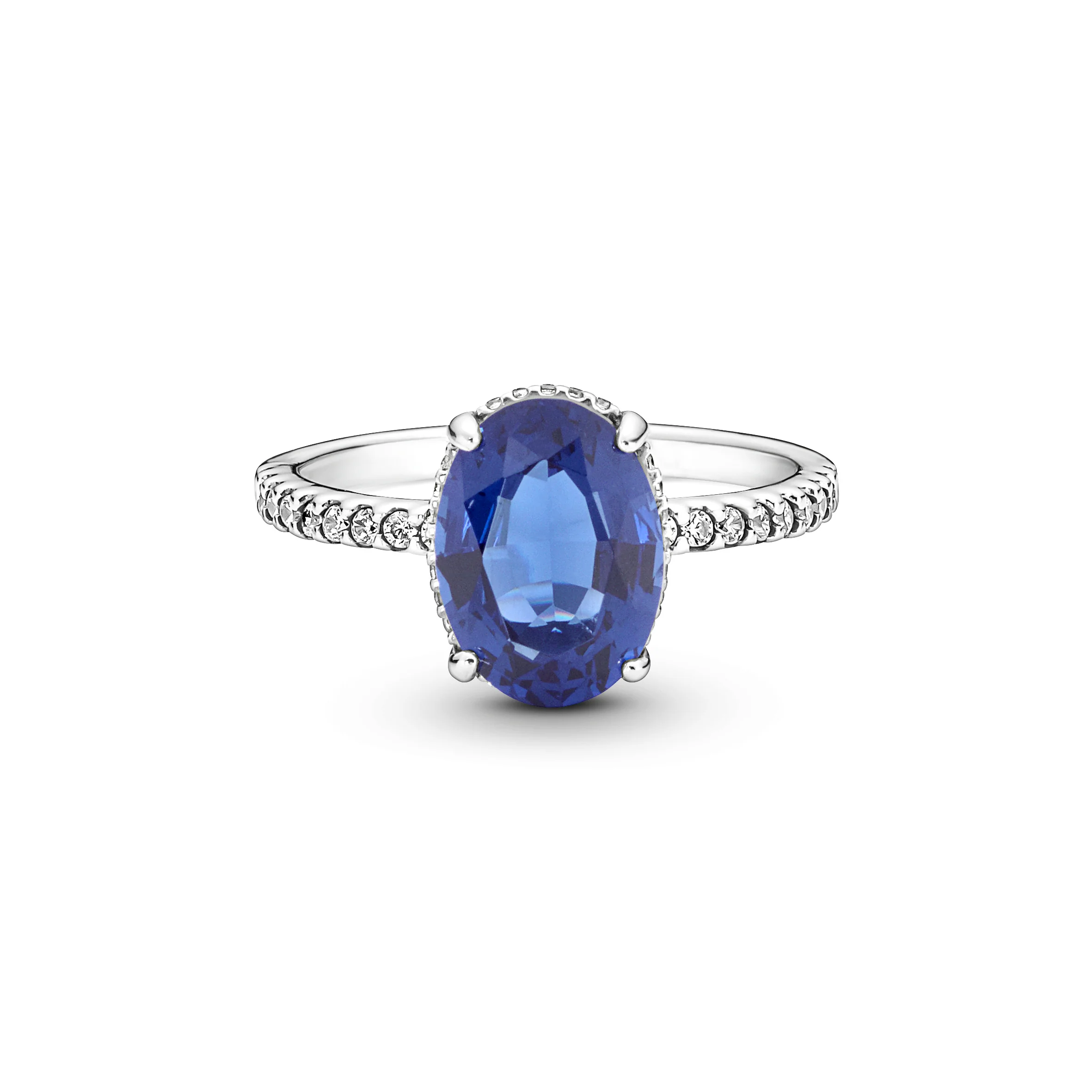 Sterling Silver Ring With Princess Blue Crystal And Clear Cubic Zirconia - Image 4