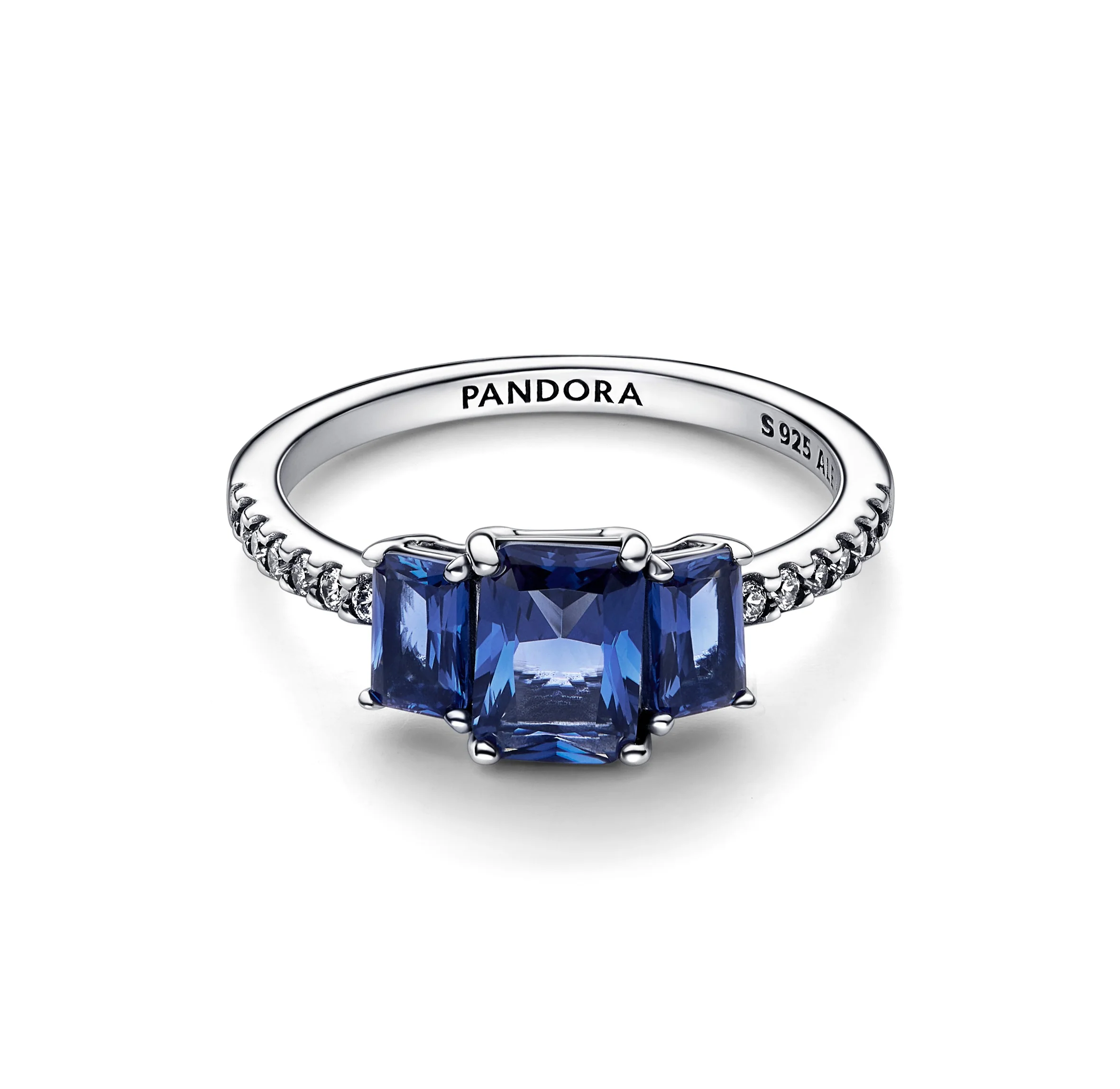 Sterling Silver Ring With Princess Blue Crystal And Clear Cubic Zirconia - Image 4