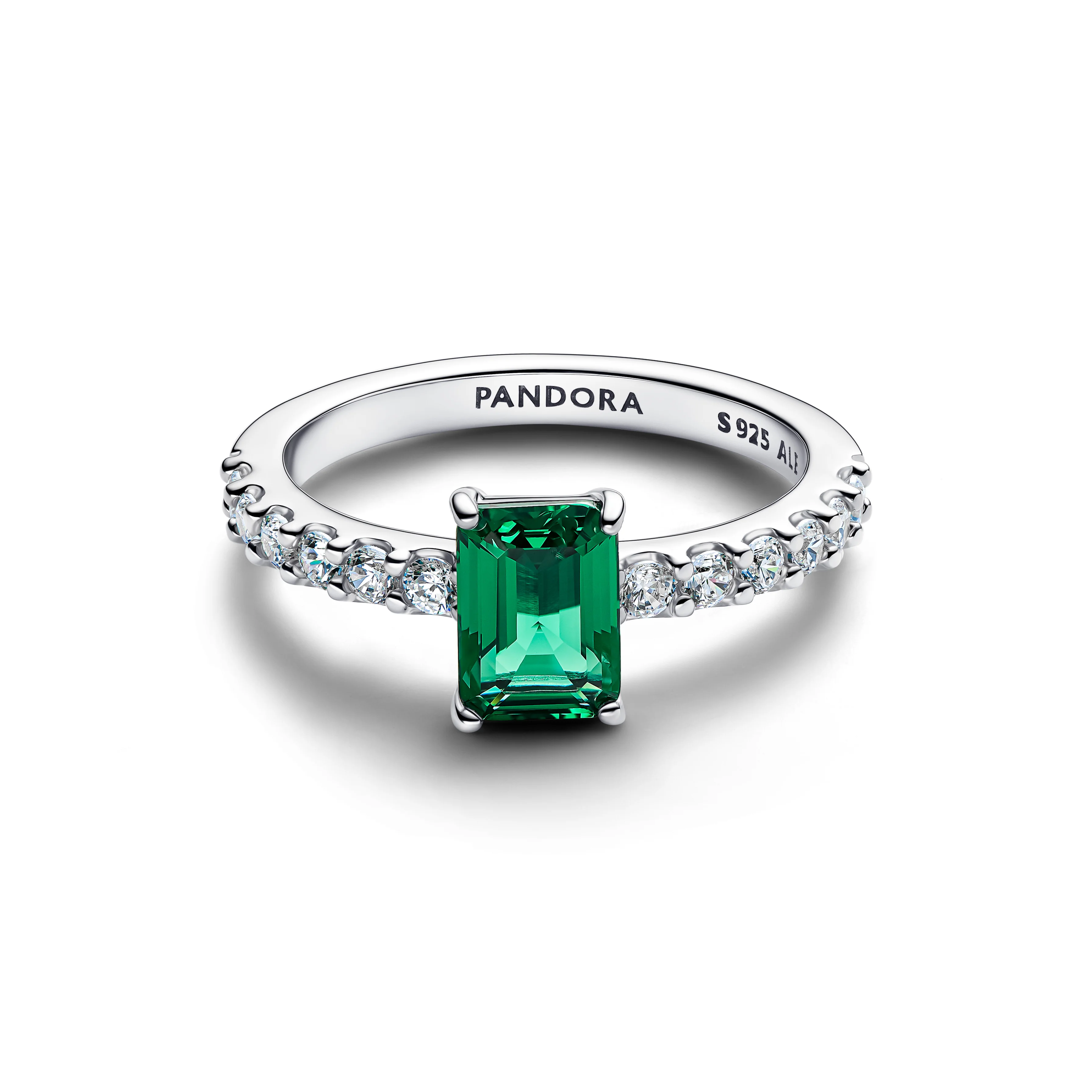 Sterling Silver Ring With Royal Green Crystal And Clear Cubic Zirconia - Image 3