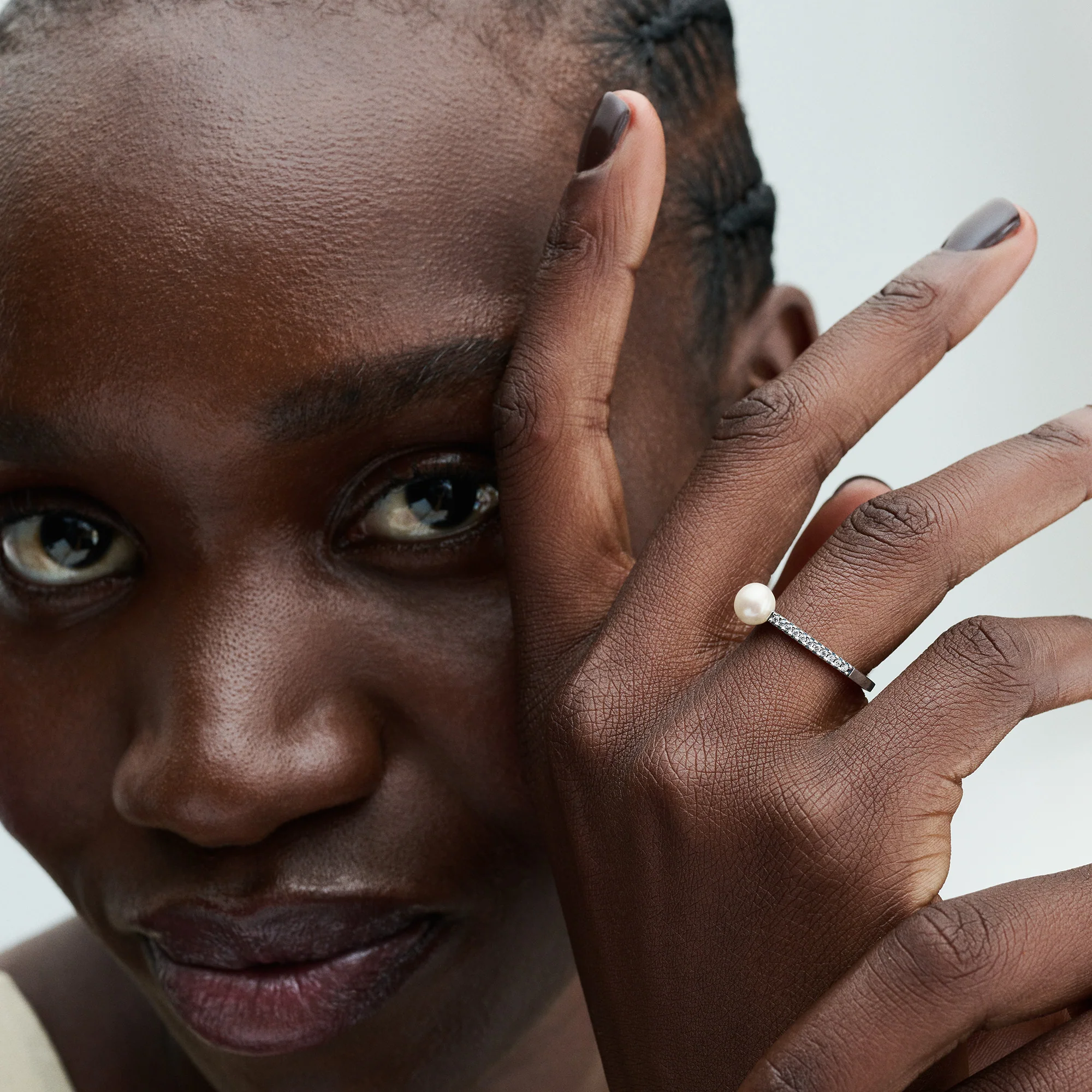 Sterling Silver Ring With White Treated Freshwater Cultured Pearl And Clear Cubic Zirconia - Image 3