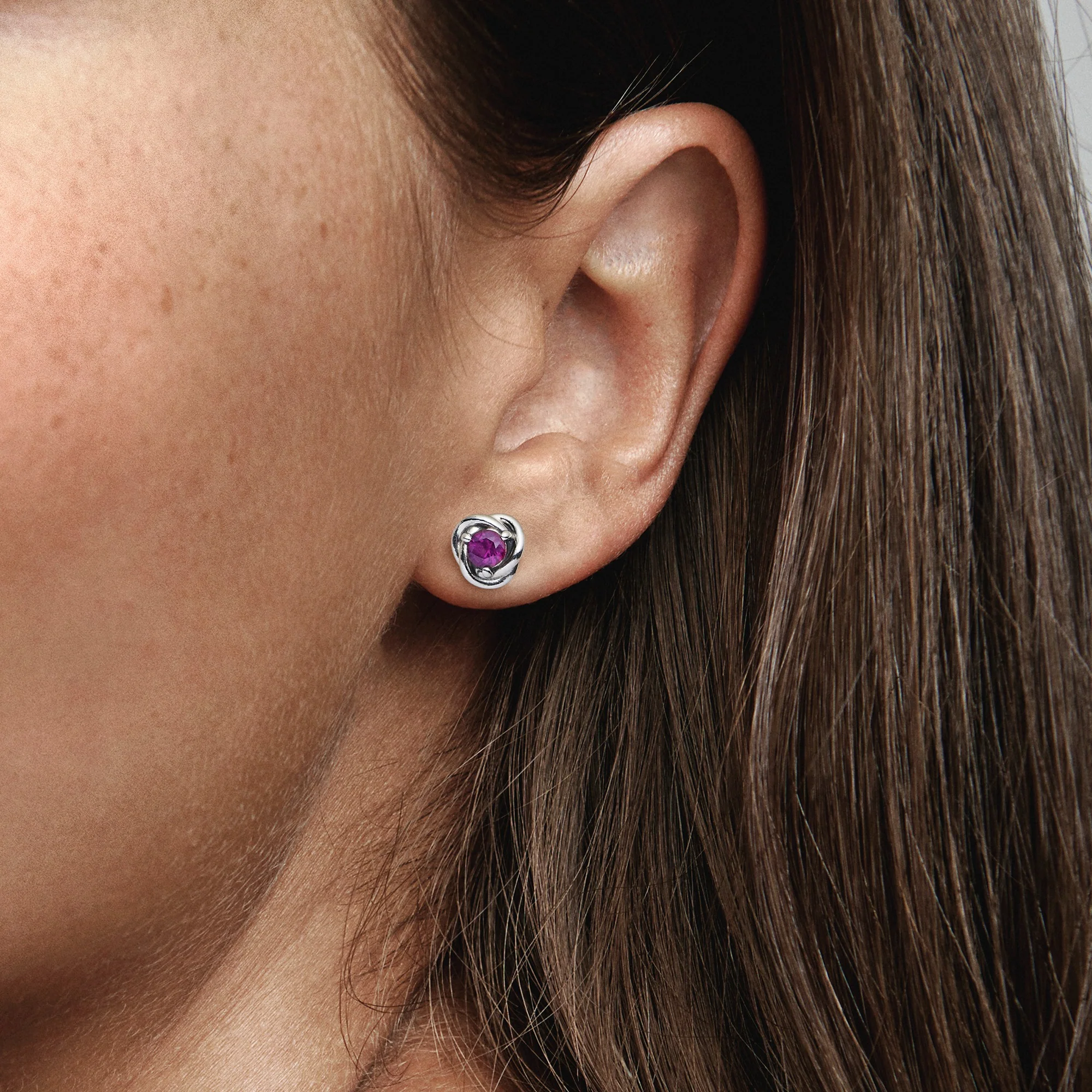 Sterling Silver Stud Earrings With Sweet Grape Purple Crystal - Image 3