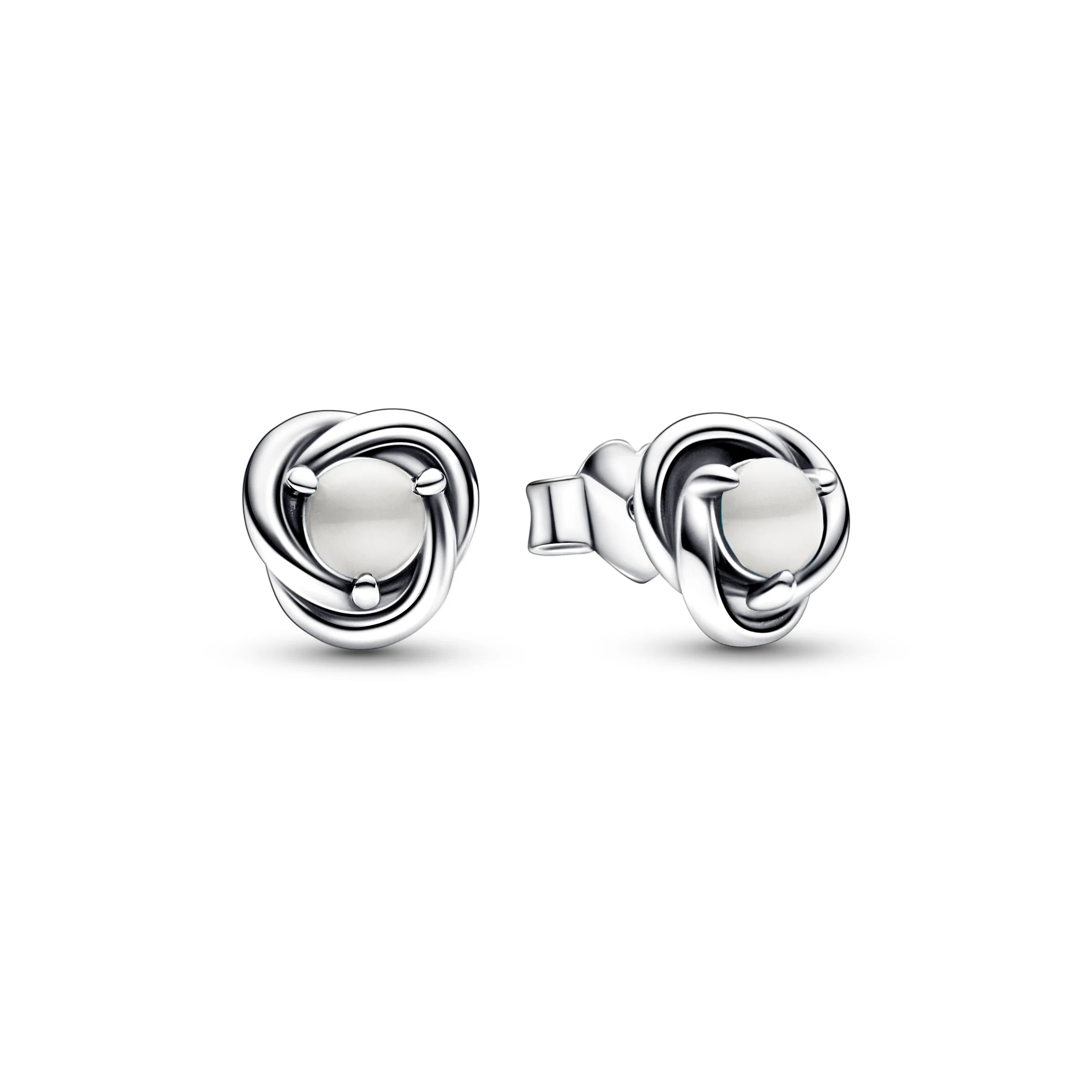 Sterling Silver Stud Earrings With White Bioresin Man-Made Mother Of Pearl