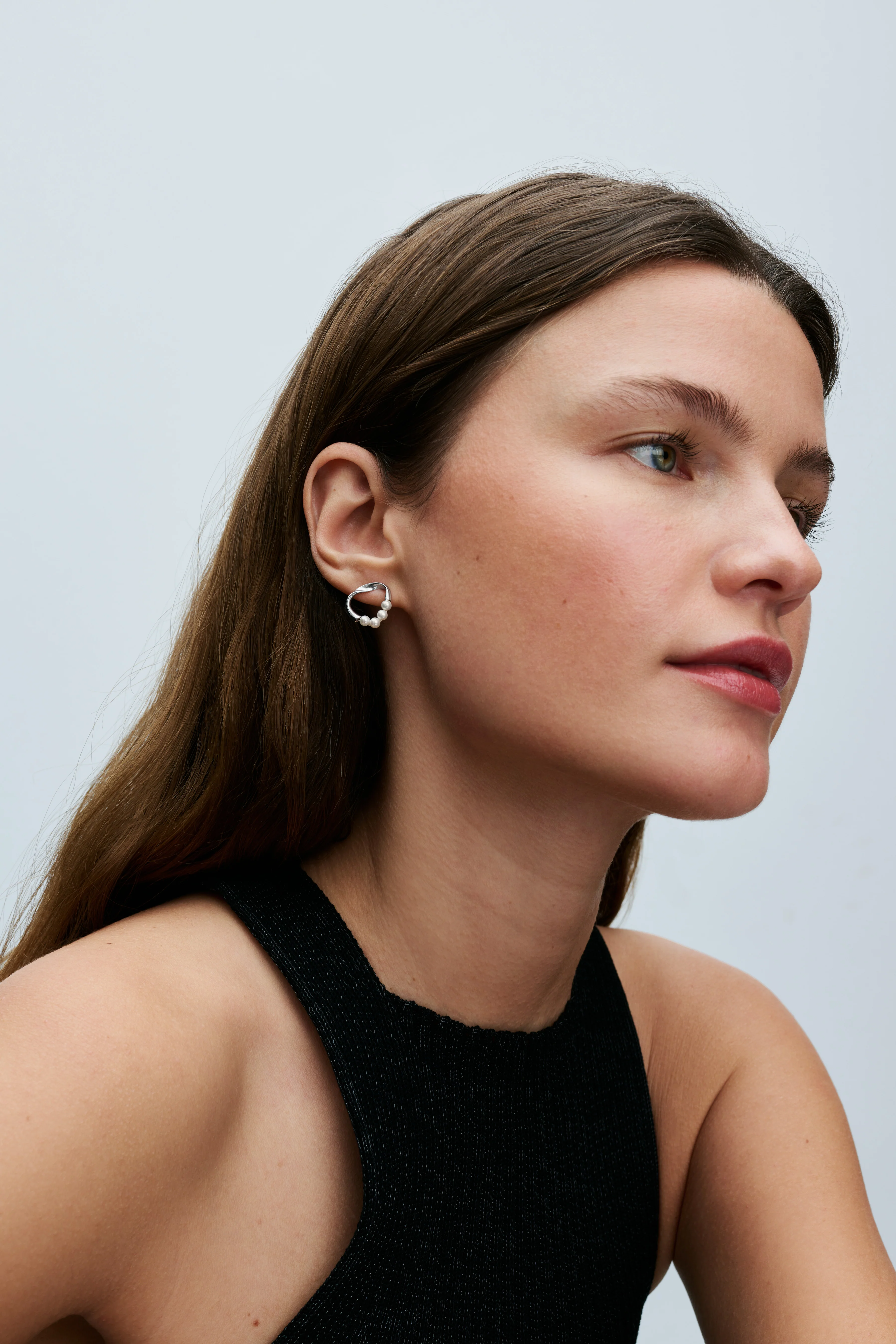 Sterling Silver Stud Earrings With White Treated Freshwater Cultured Pearl - Image 3