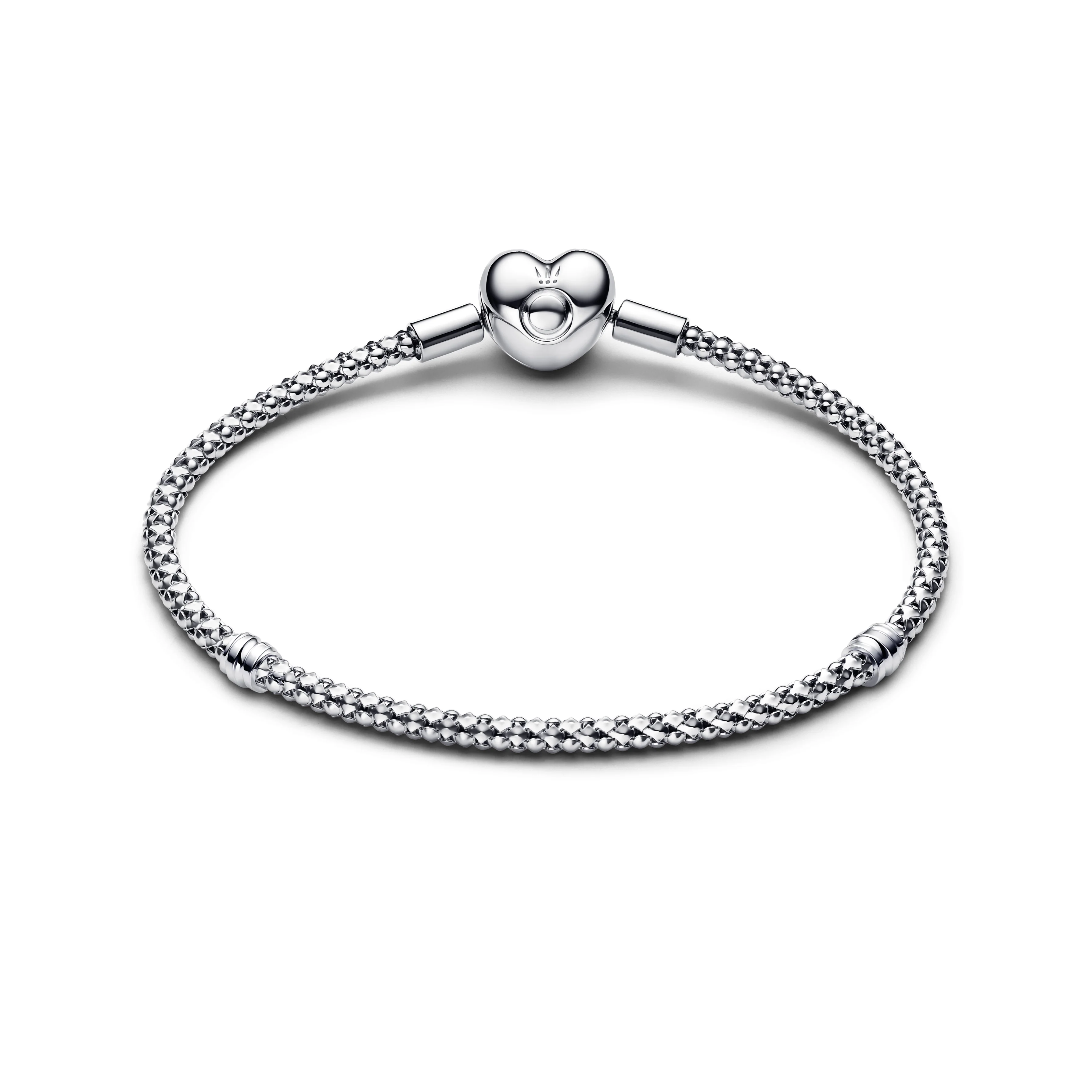 Sterling Silver Studded Chain Bracelet With Heart Clasp - Image 2