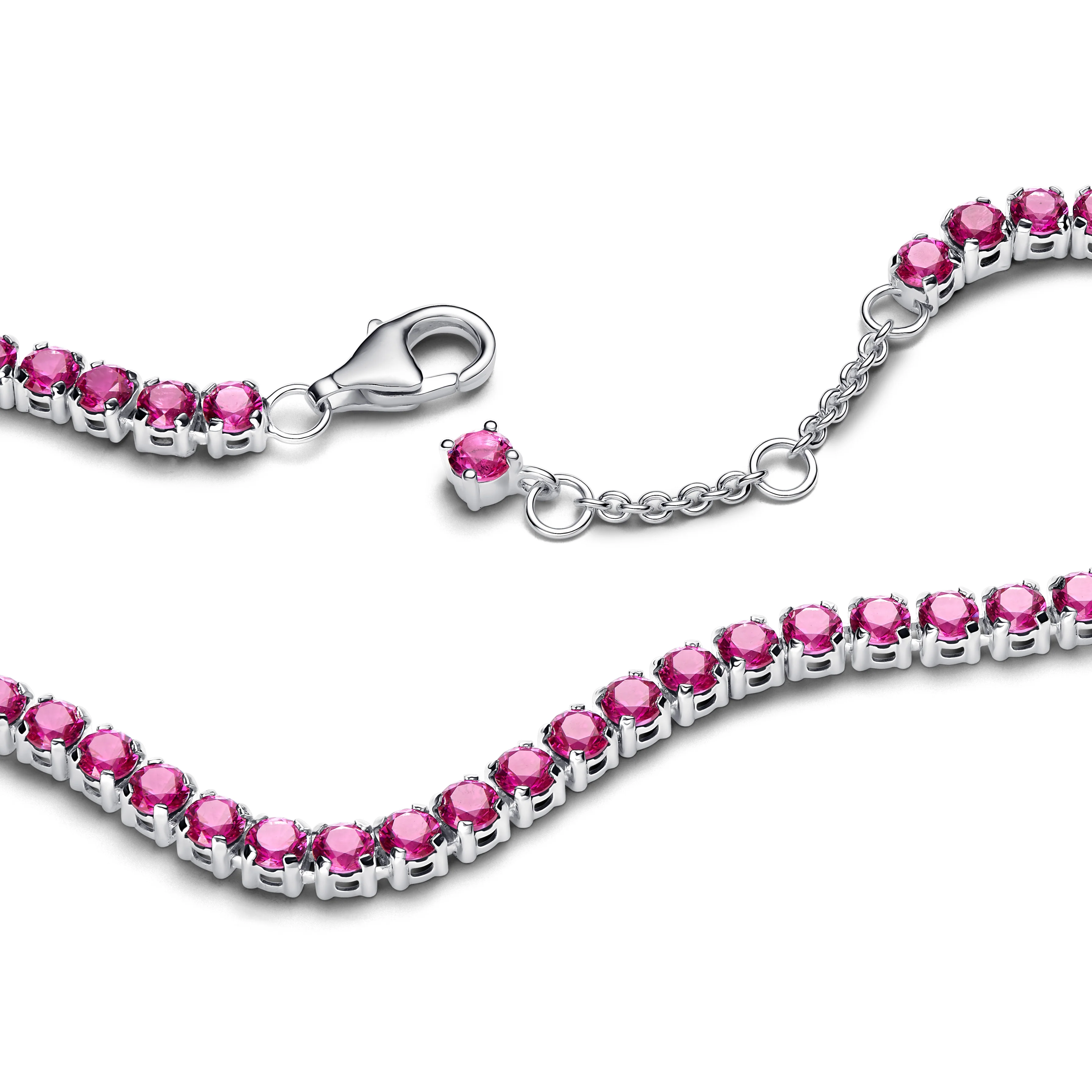 Sterling Silver Tennis Bracelet With Dark Phlox Pink Crystal - Image 4