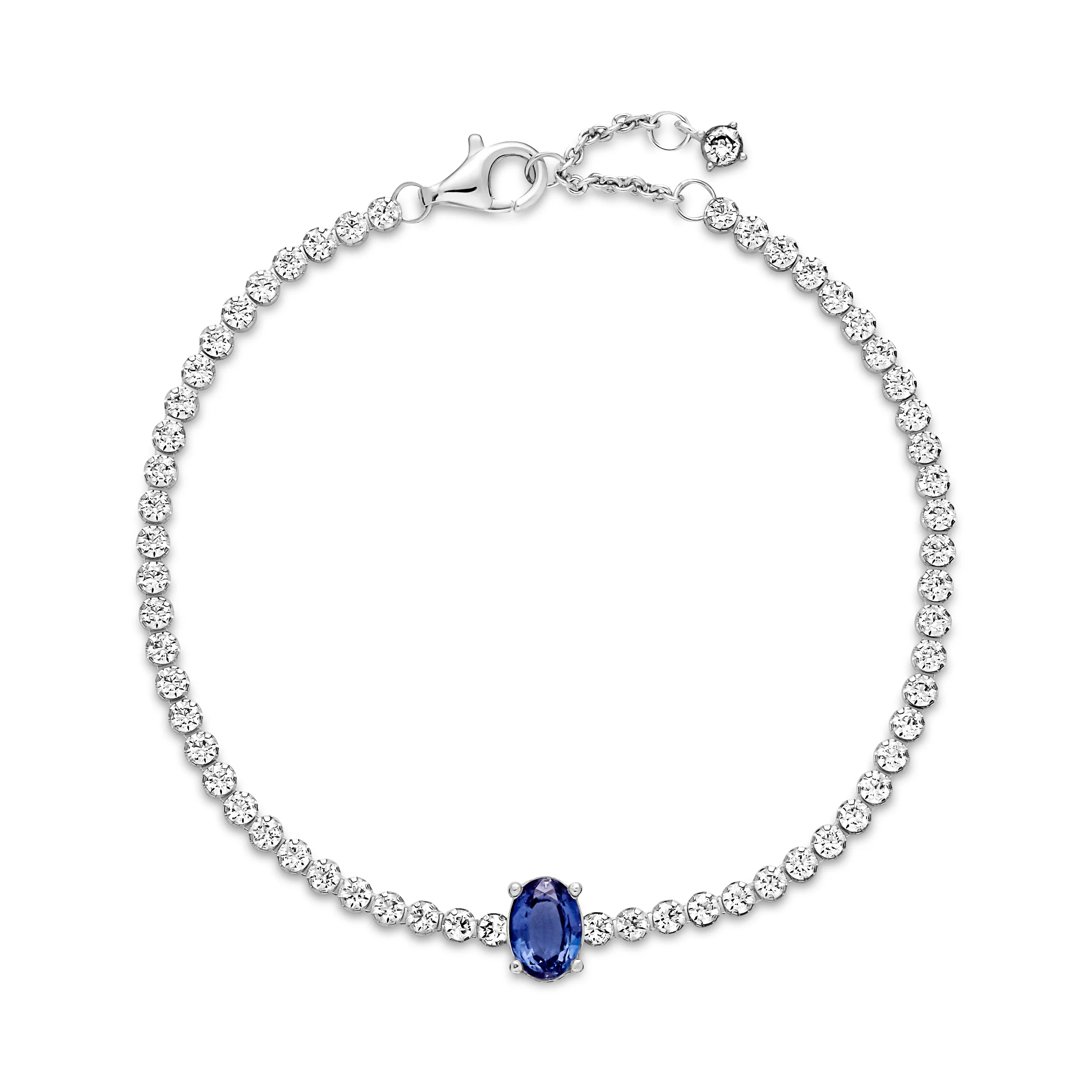Sterling Silver Tennis Bracelet With Princess Blue Crystal And Clear Cubic Zirconia - Image 5