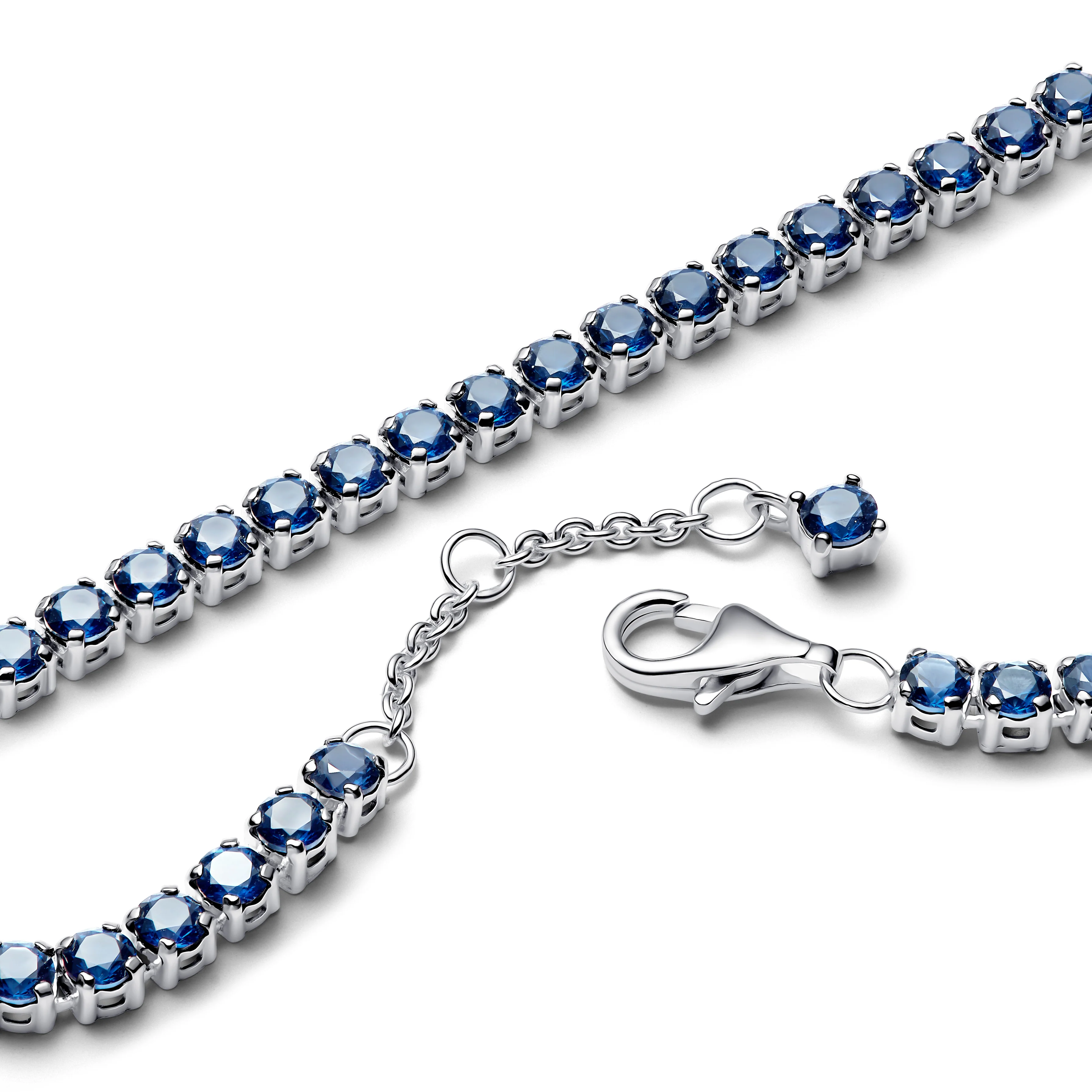 Sterling Silver Tennis Bracelet With Royal Blue Crystal - Image 4