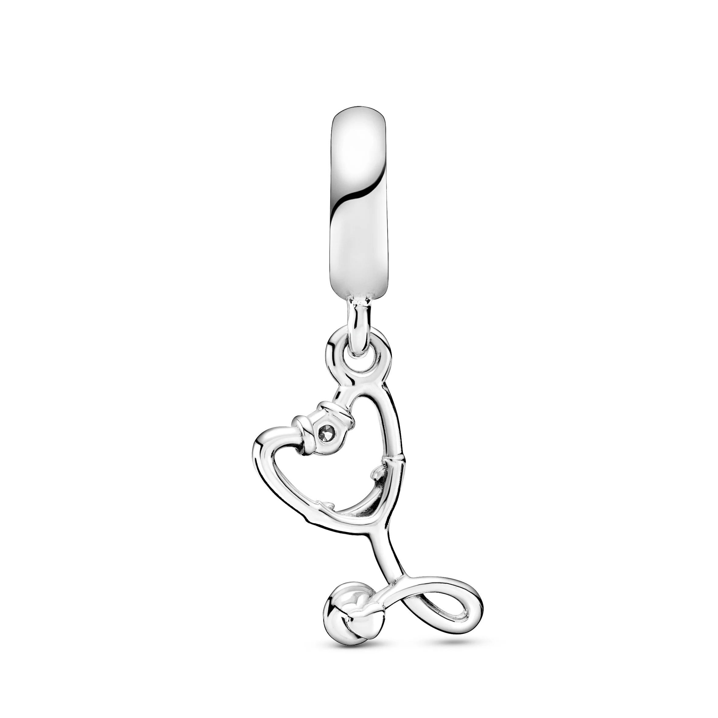 Stethoscope Sterling Silver Dangle With Clear Cubic Zirconia - Image 3