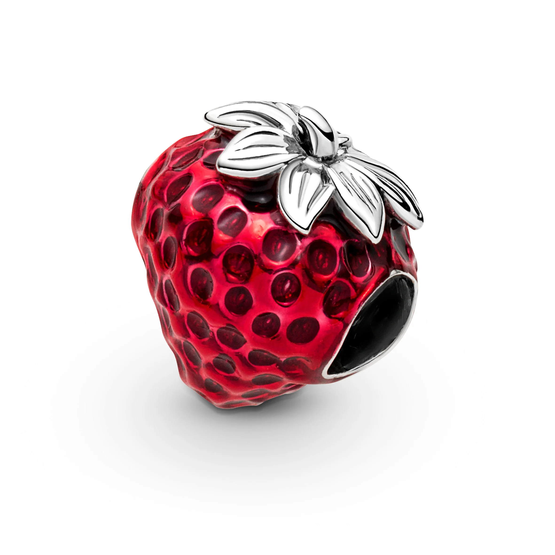 Strawberry Sterling Silver Charm With Transparent Red Enamel - Image 5