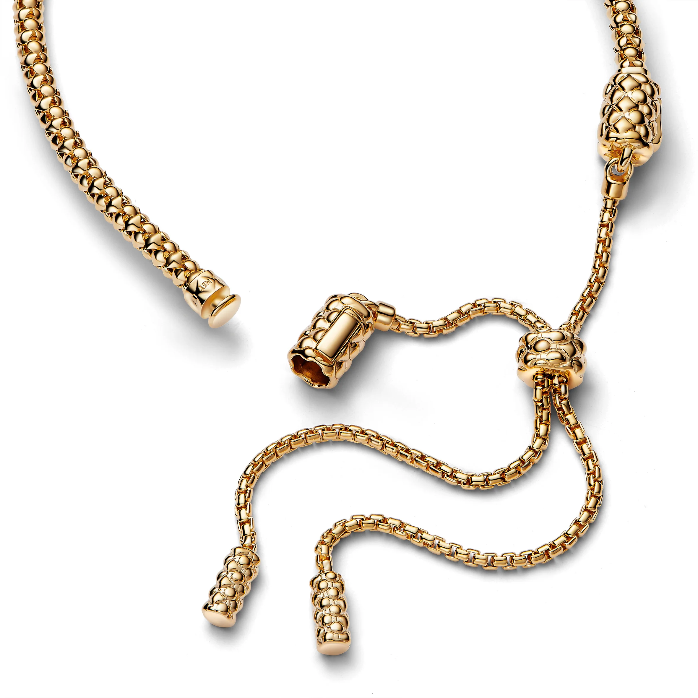 Studded Chain 14K Gold-Plated Sliding Bracelet - Image 4