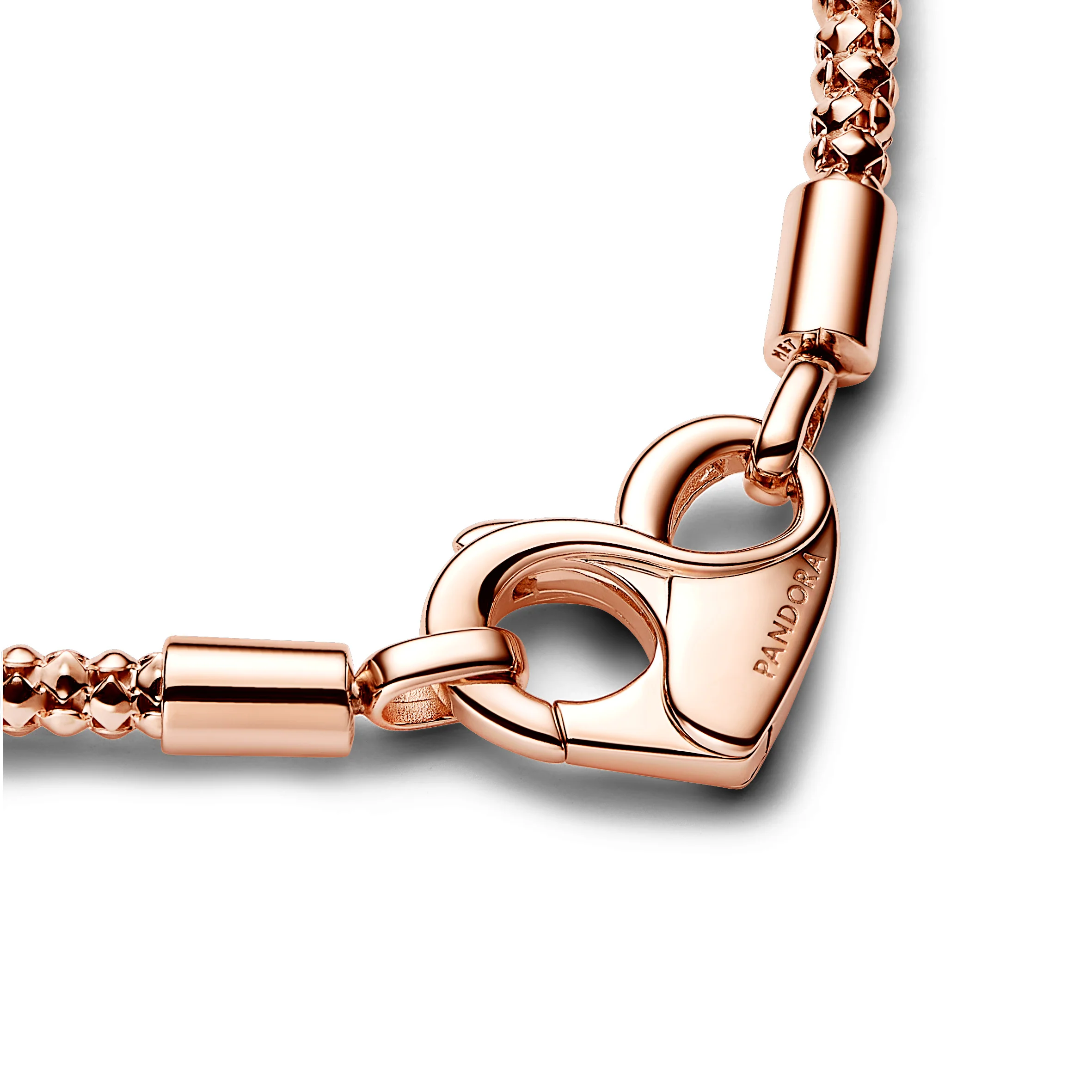 Studded Chain 14K Rose Gold-Plated Bracelet With Heart Clasp - Image 4