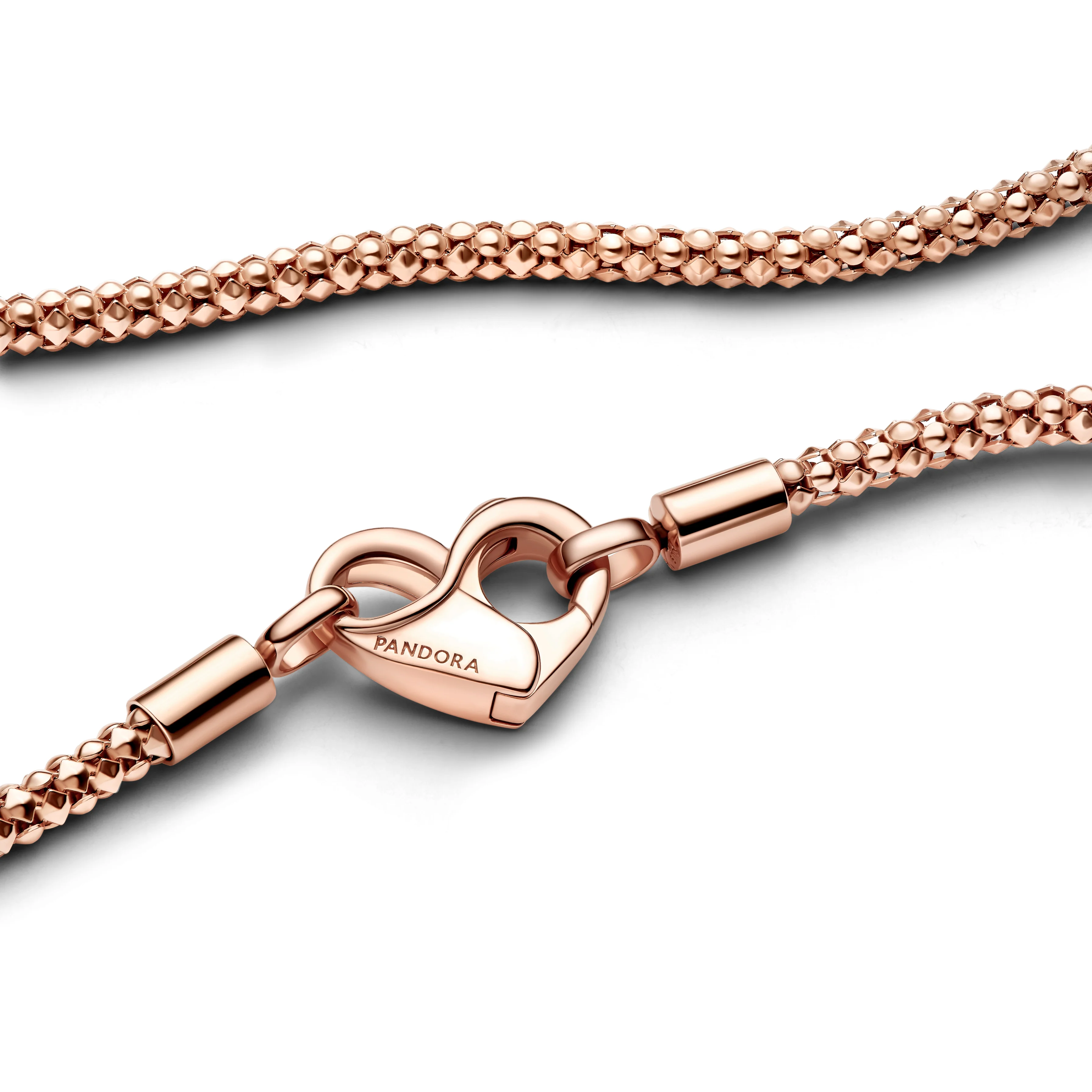 Studded Chain 14K Rose Gold-Plated Necklace With Heart Clasp - Image 4