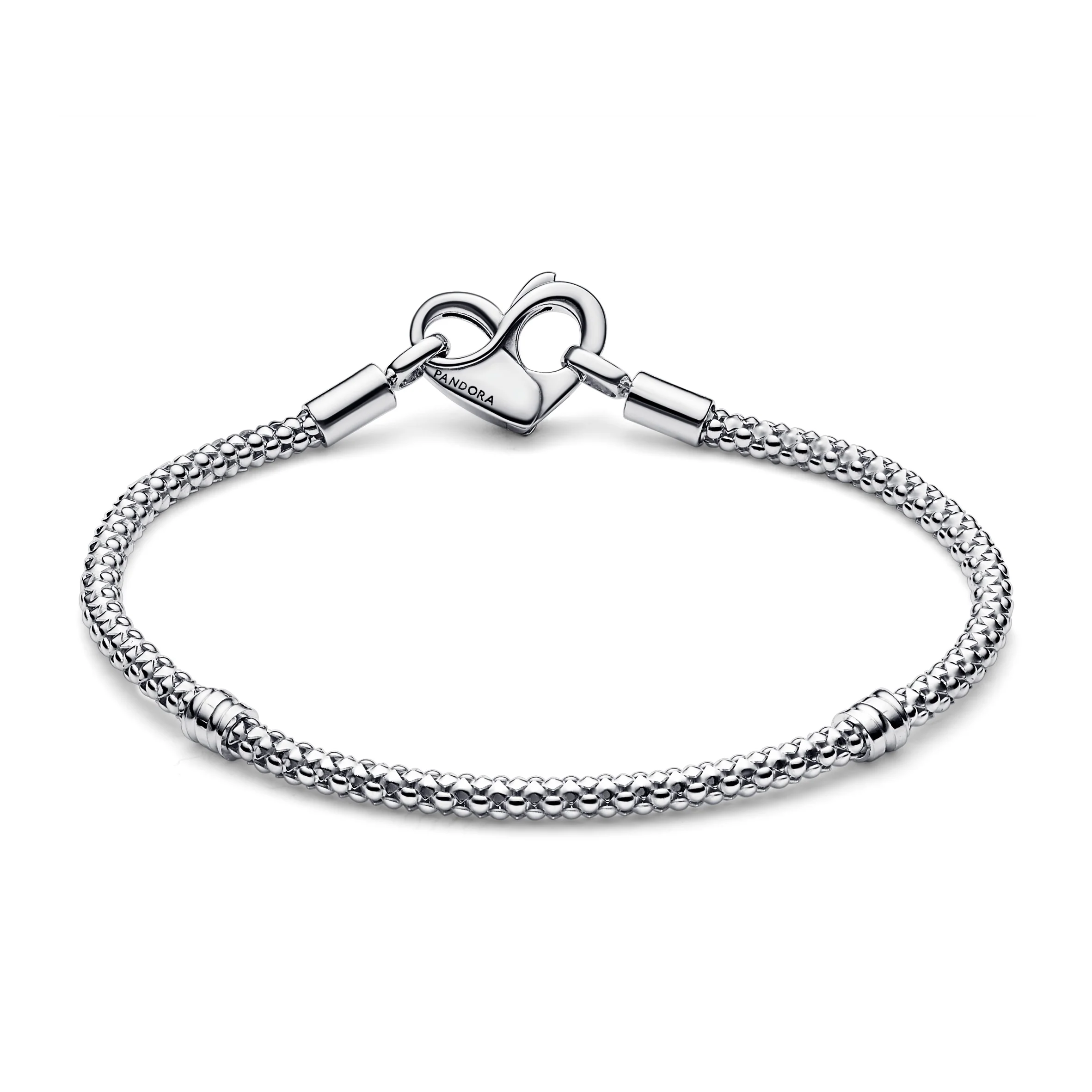 Studded Chain Sterling Silver Bracelet With Heart Clasp