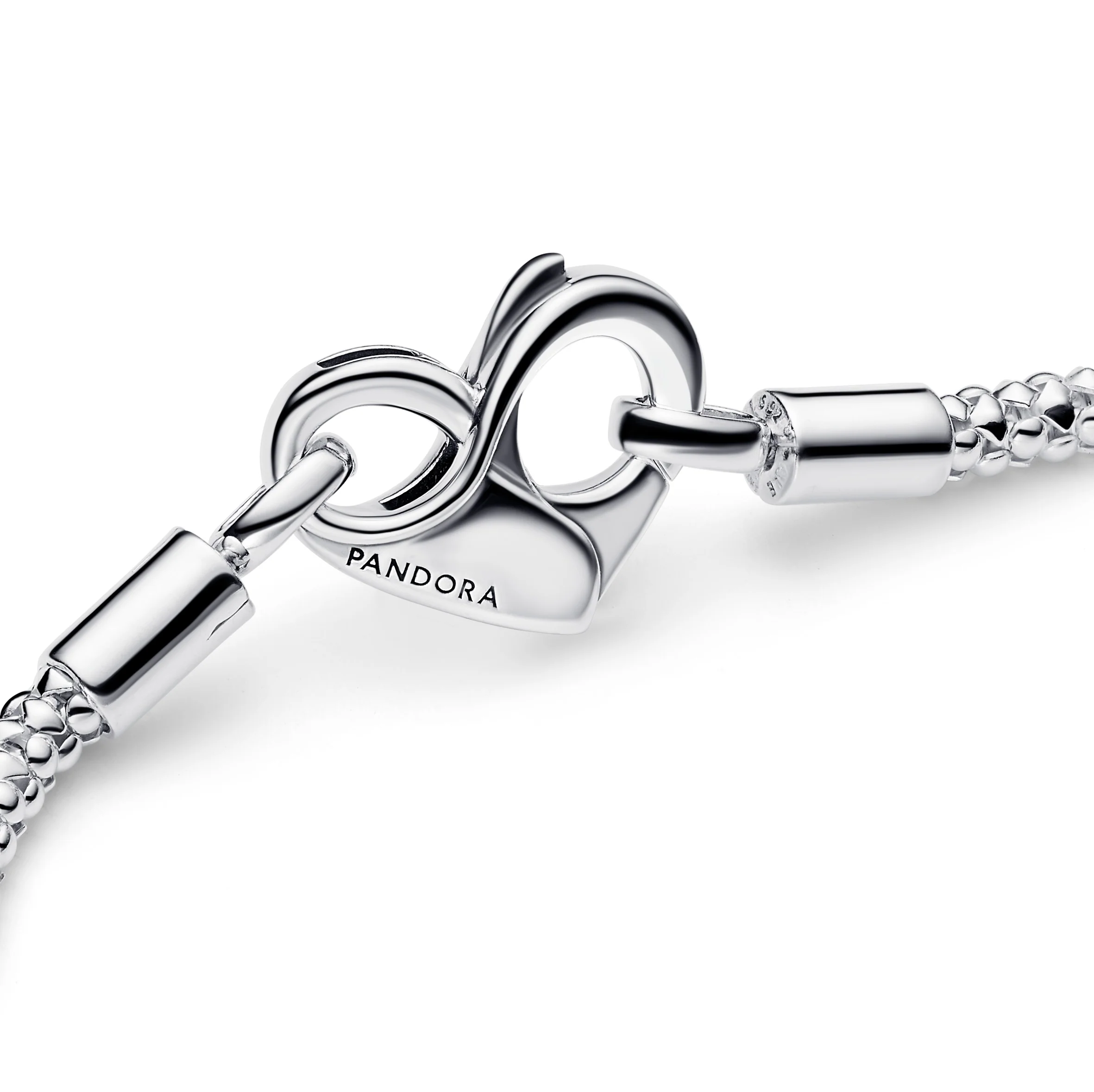 Studded Chain Sterling Silver Bracelet With Heart Clasp - Image 2