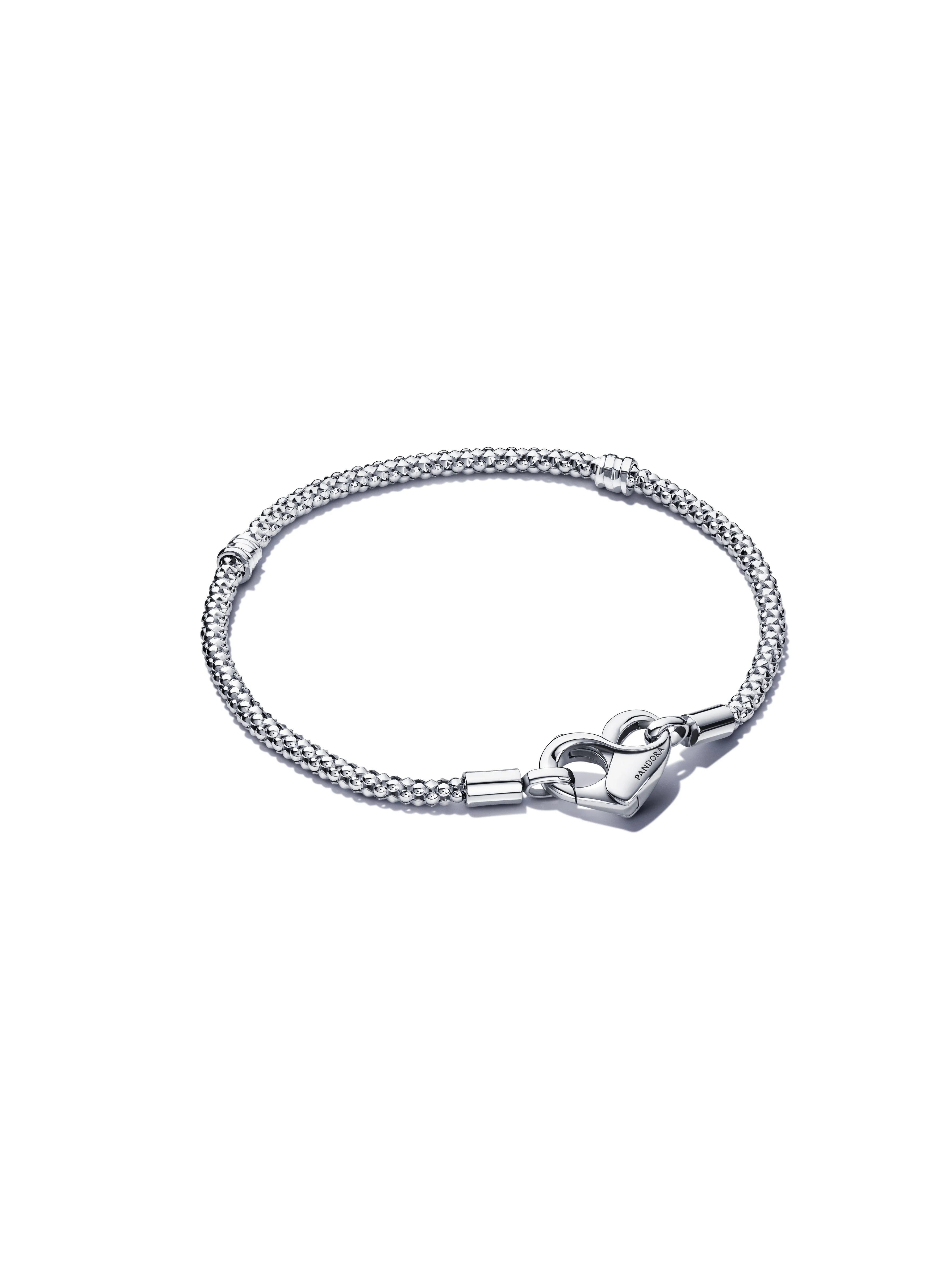 Studded Chain Sterling Silver Bracelet With Heart Clasp - Image 3