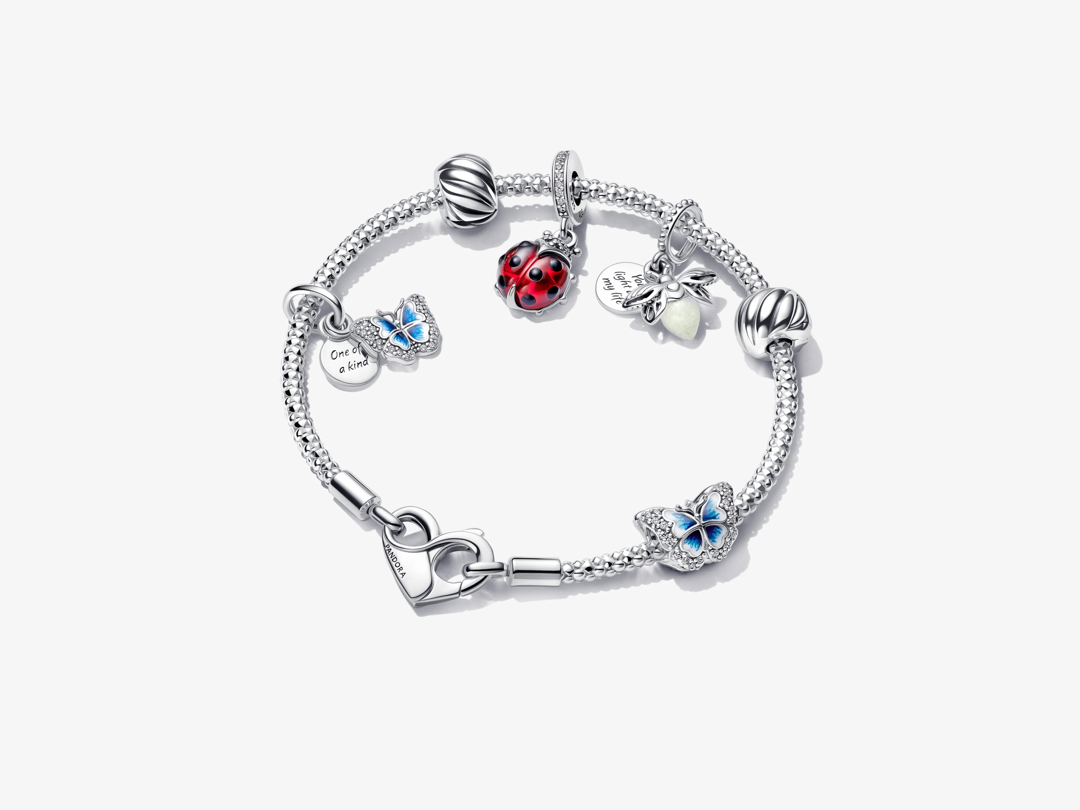 Studded Chain Sterling Silver Bracelet With Heart Clasp - Image 5