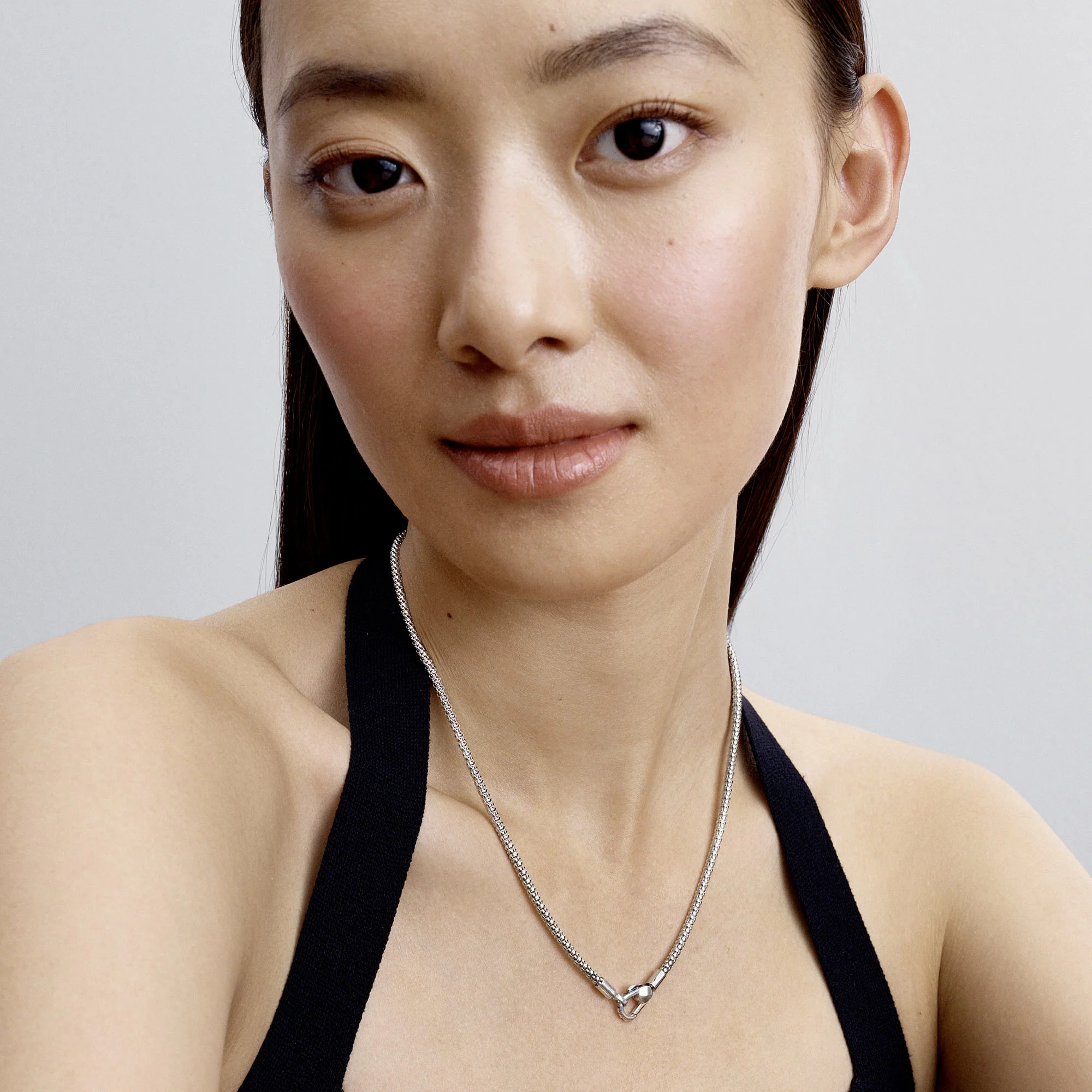 Studded Chain Sterling Silver Necklace - Image 3