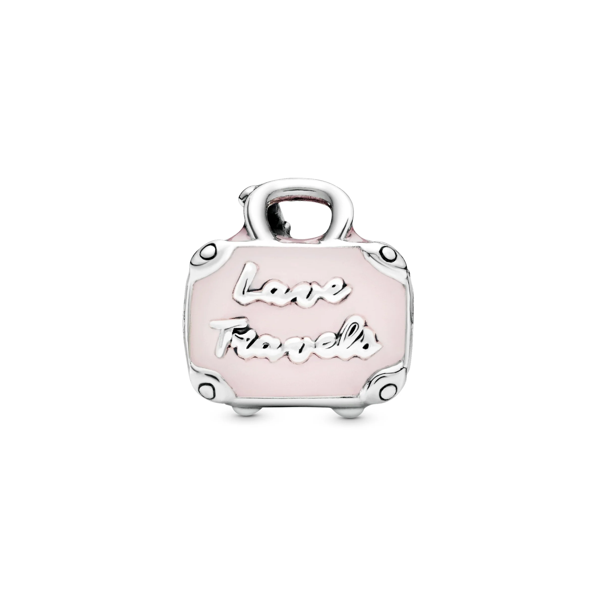Suitcase Silver Charm With Pink Enamel - Image 3