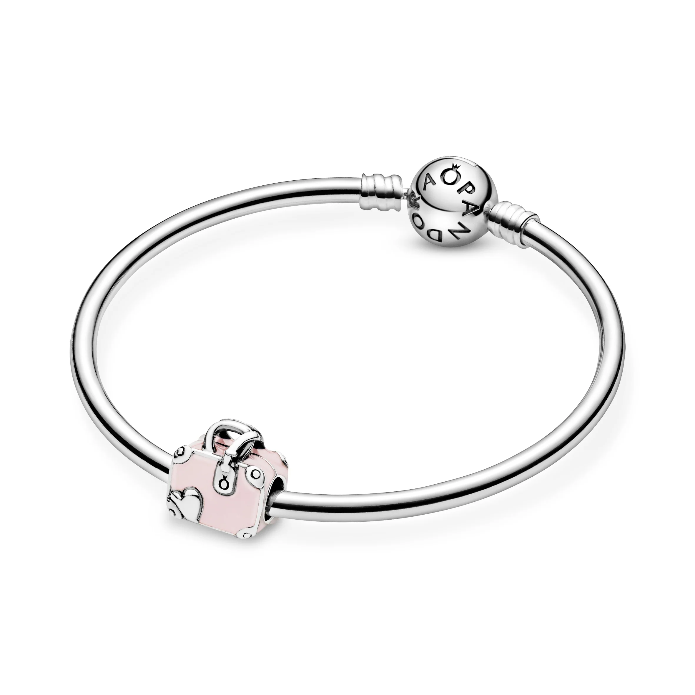 Suitcase Silver Charm With Pink Enamel - Image 4