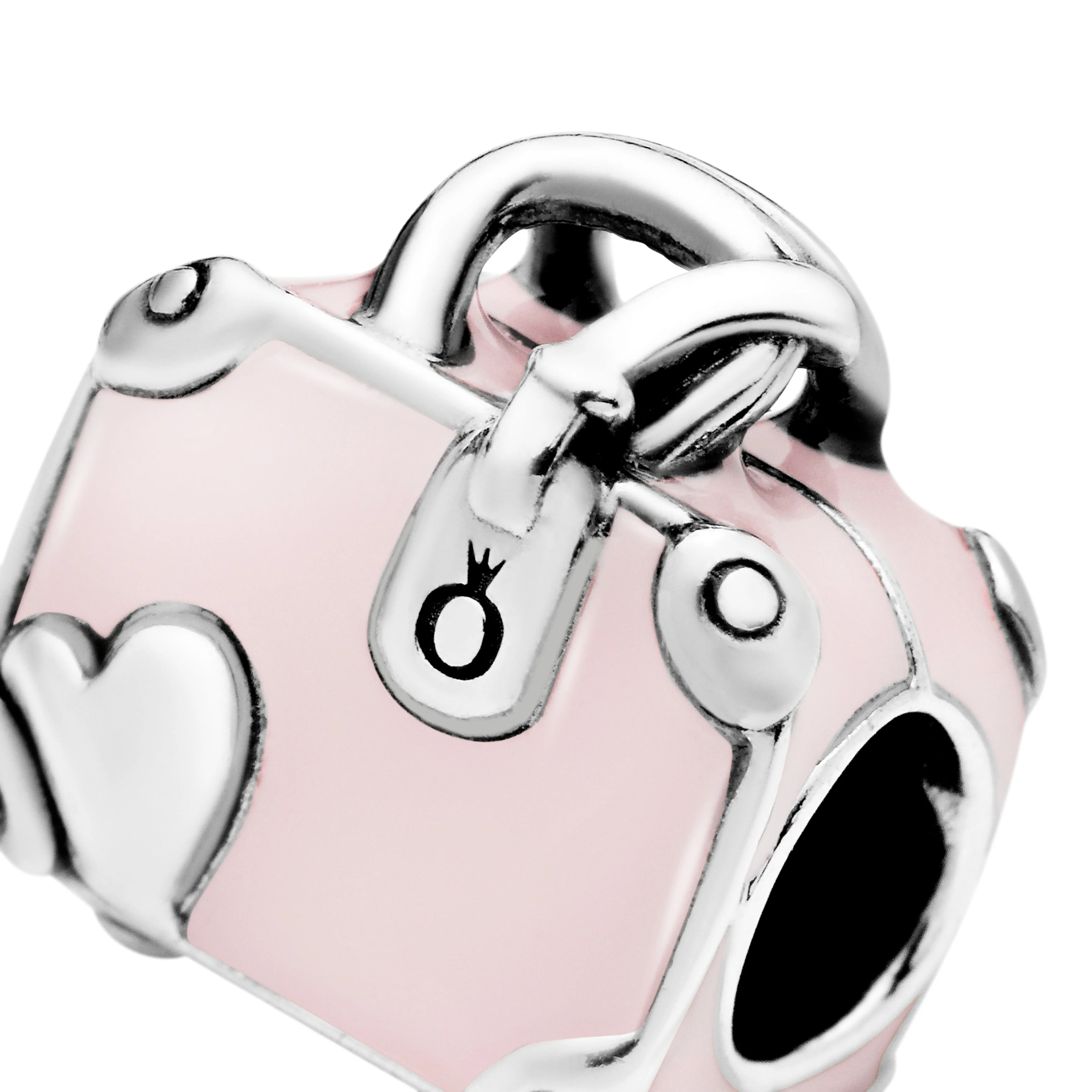 Suitcase Silver Charm With Pink Enamel - Image 5