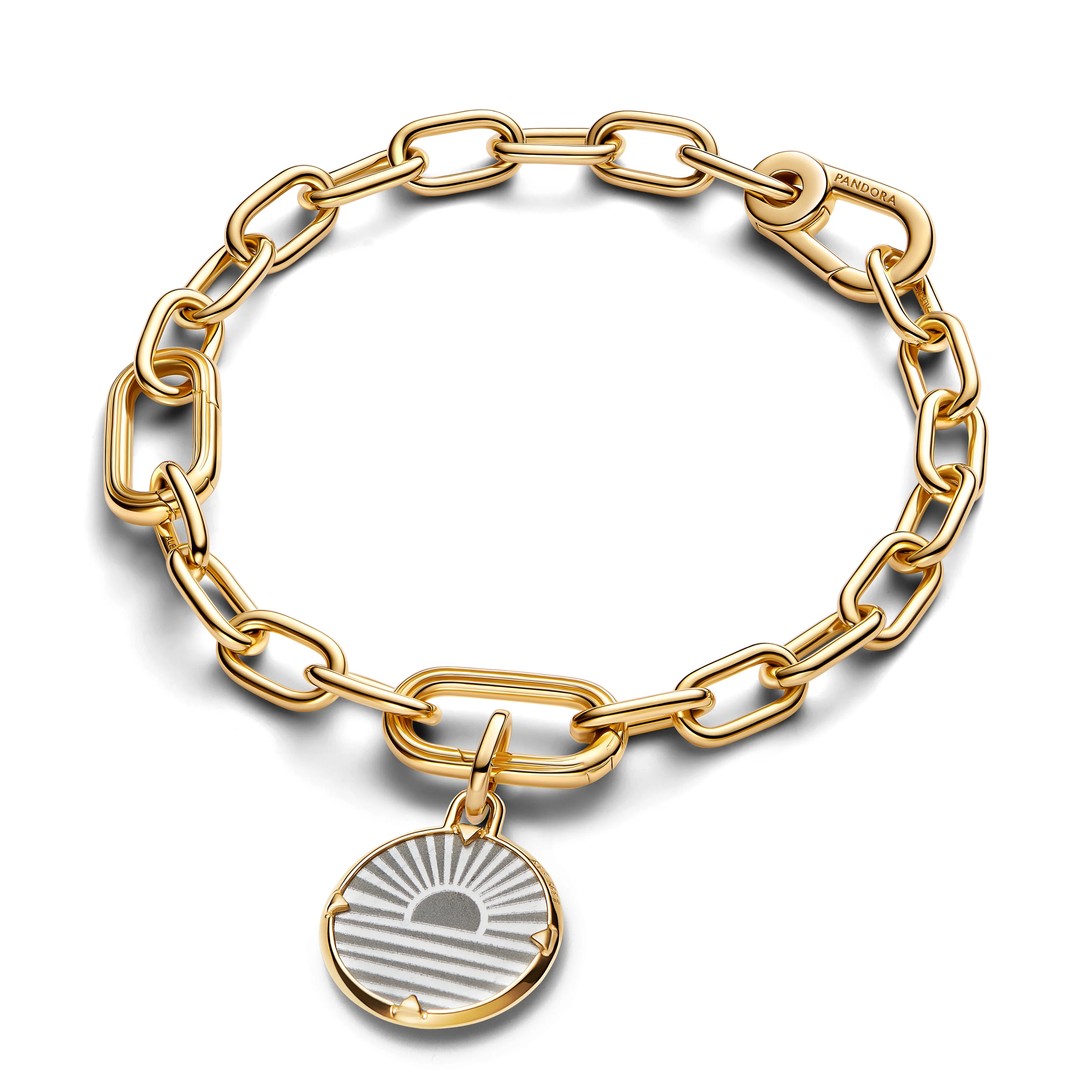 Sunrise 14K Gold-Plated Medallion With White Bioresin Man-Made Mother Of Pearl And Clear Cubic Zirconia - Image 3
