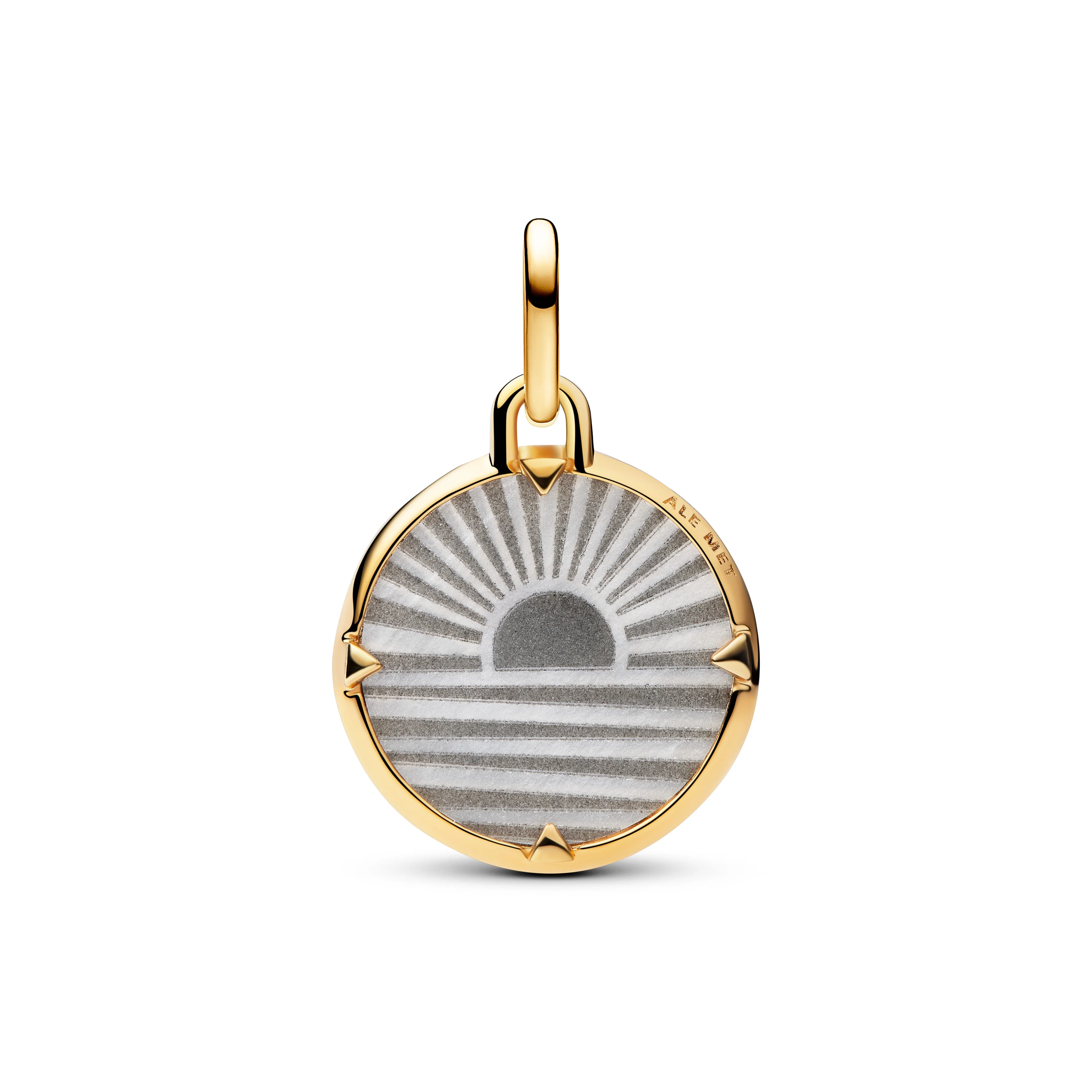 Sunrise 14K Gold-Plated Medallion With White Bioresin Man-Made Mother Of Pearl And Clear Cubic Zirconia - Image 4