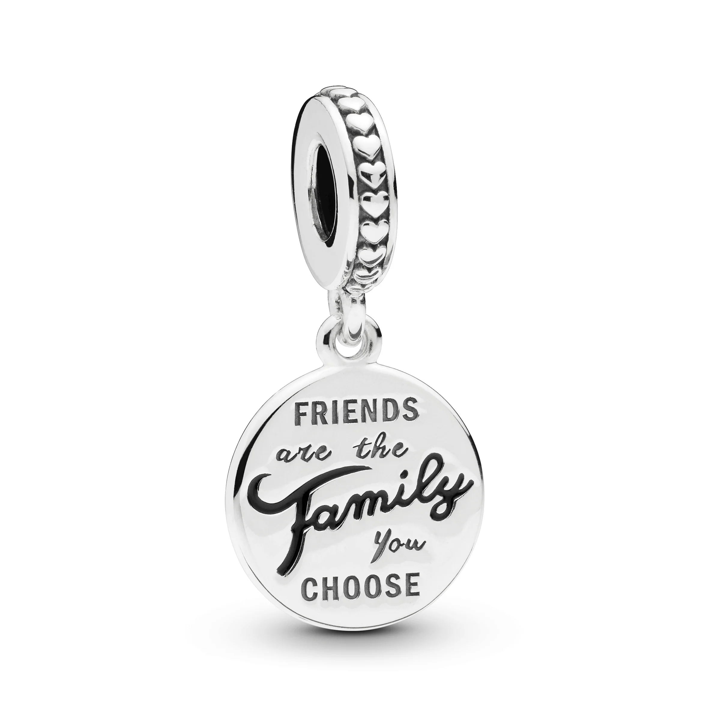 Tag Silver Dangle With Black Enamel