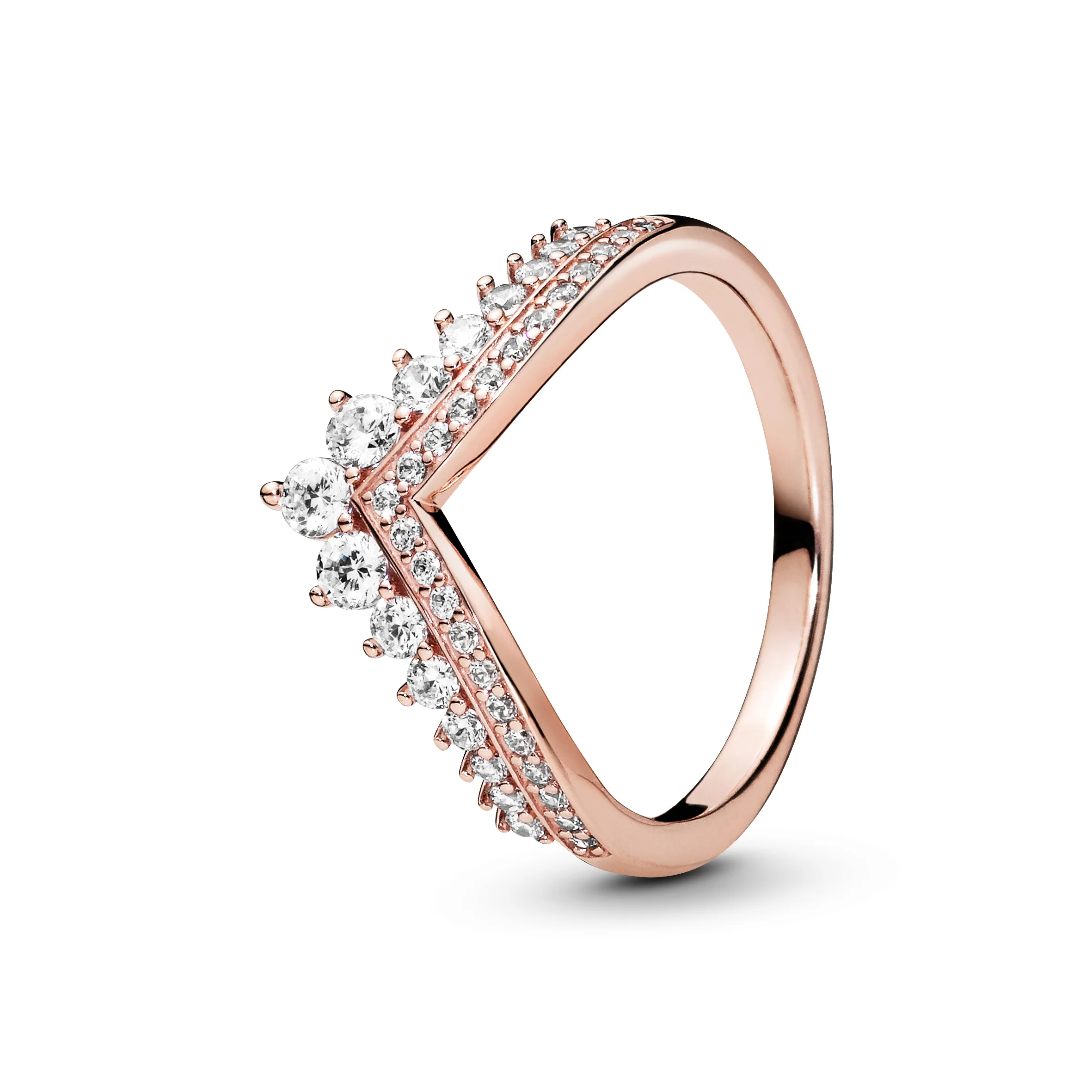 Tiara Wishbone 14K Rose Gold-Plated Ring With Clear Cubic Zirconia - Image 3