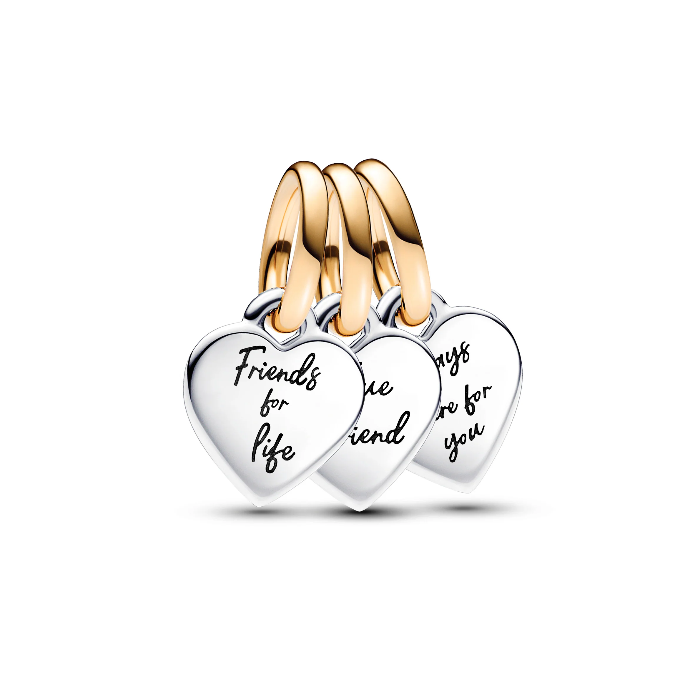Triple Hearts Sterling Silver And 14K Gold-Plated Splitable Dangle