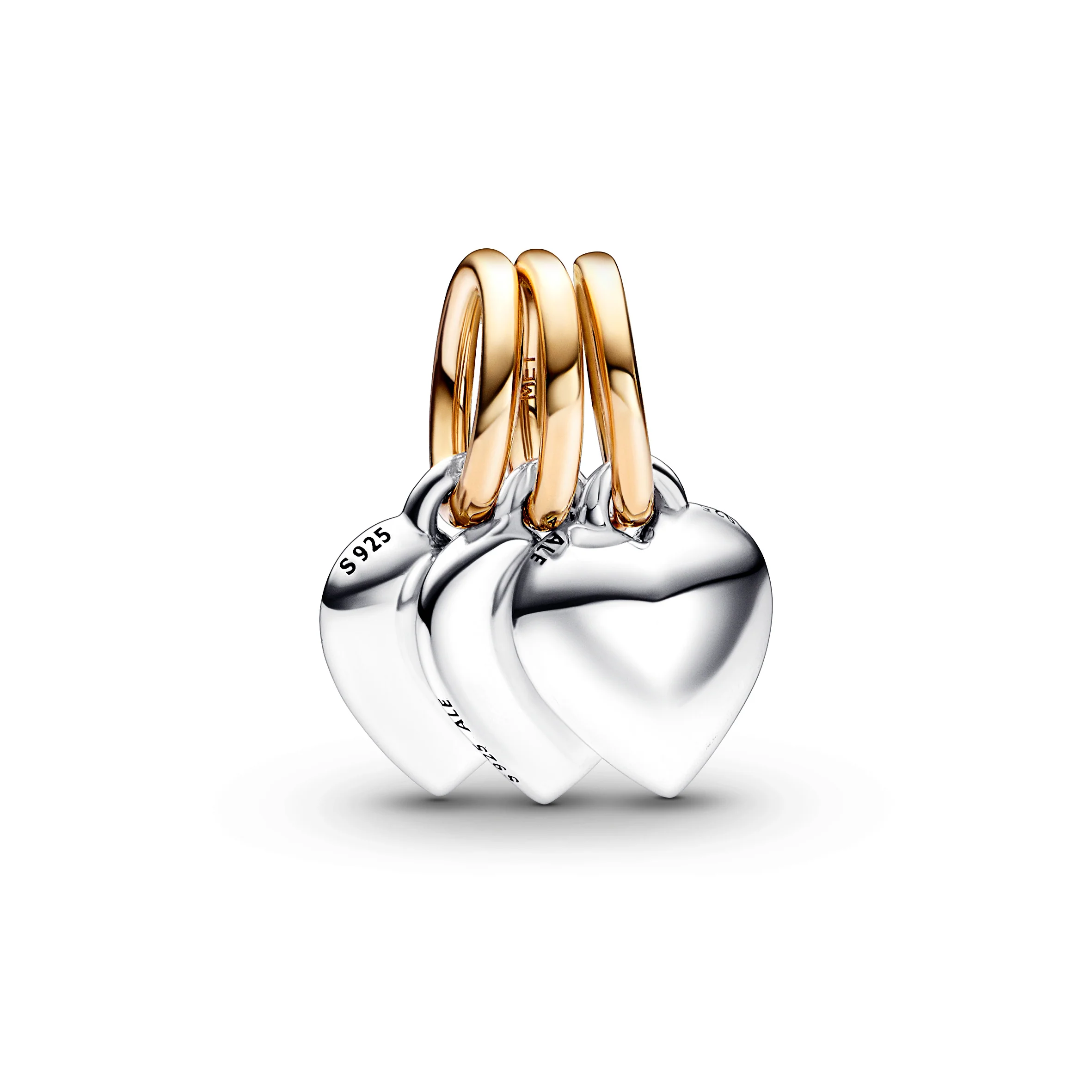 Triple Hearts Sterling Silver And 14K Gold-Plated Splitable Dangle - Image 4
