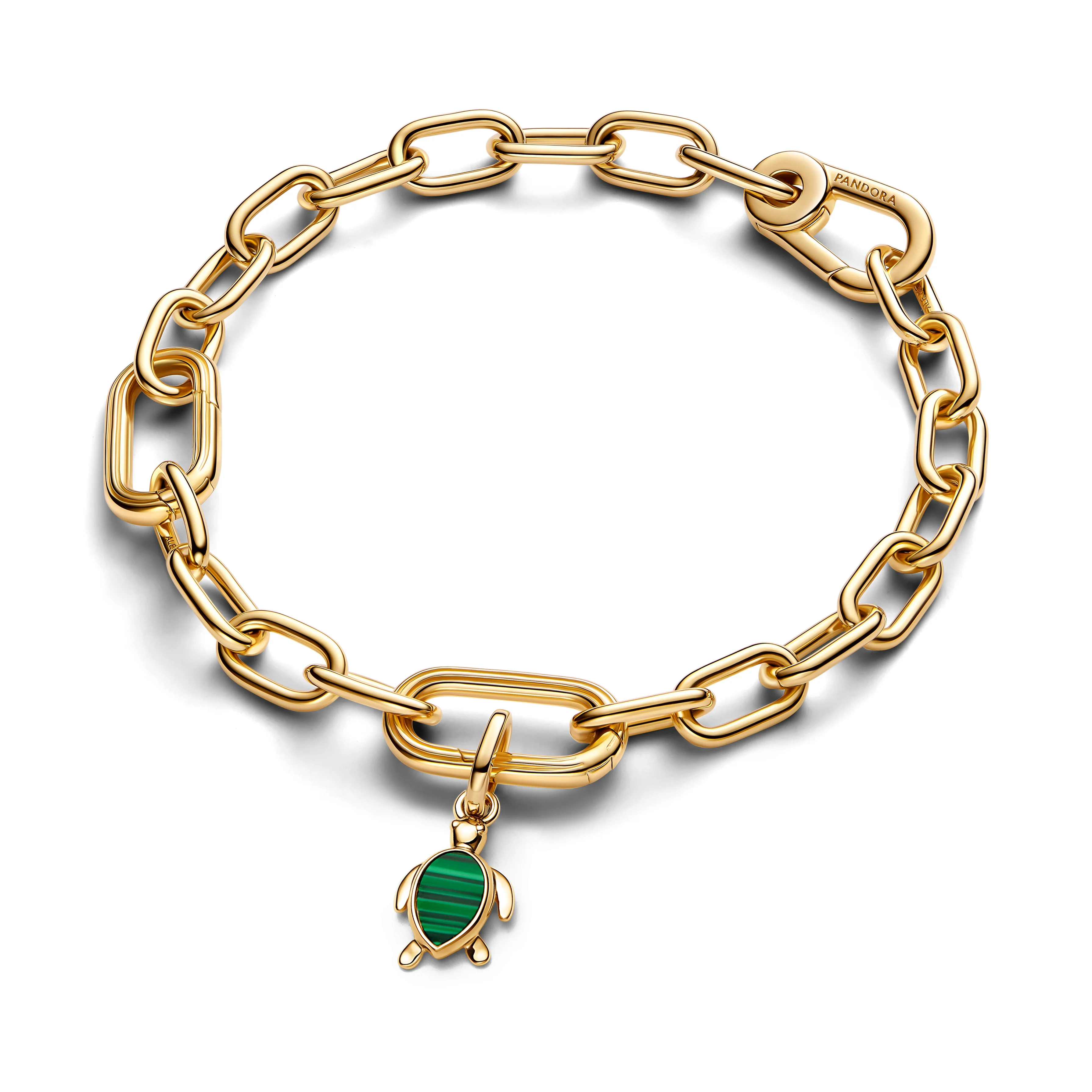 Turtle 14K Gold-Plated Mini Dangle With Imitation Malachite - Image 3