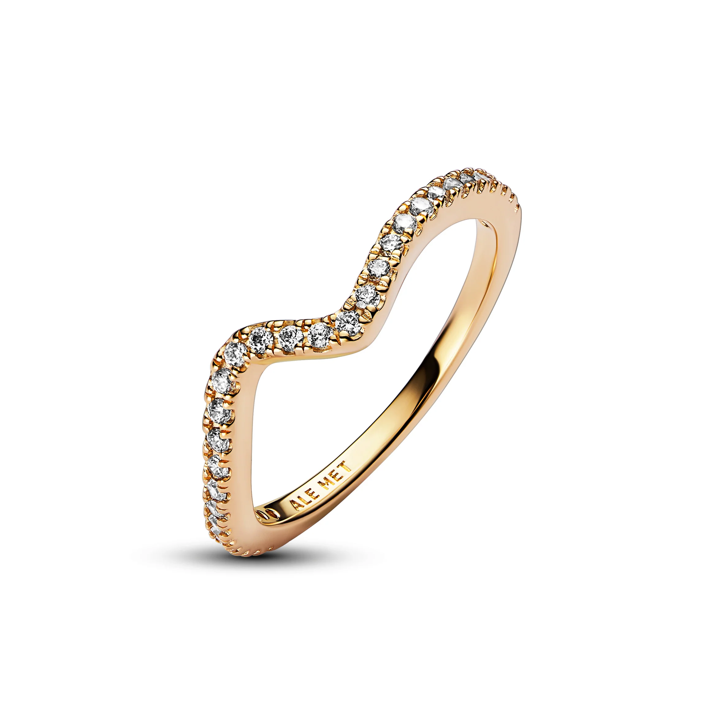 Wave 14K Gold-Plated Ring With Clear Cubic Zirconia - Image 3