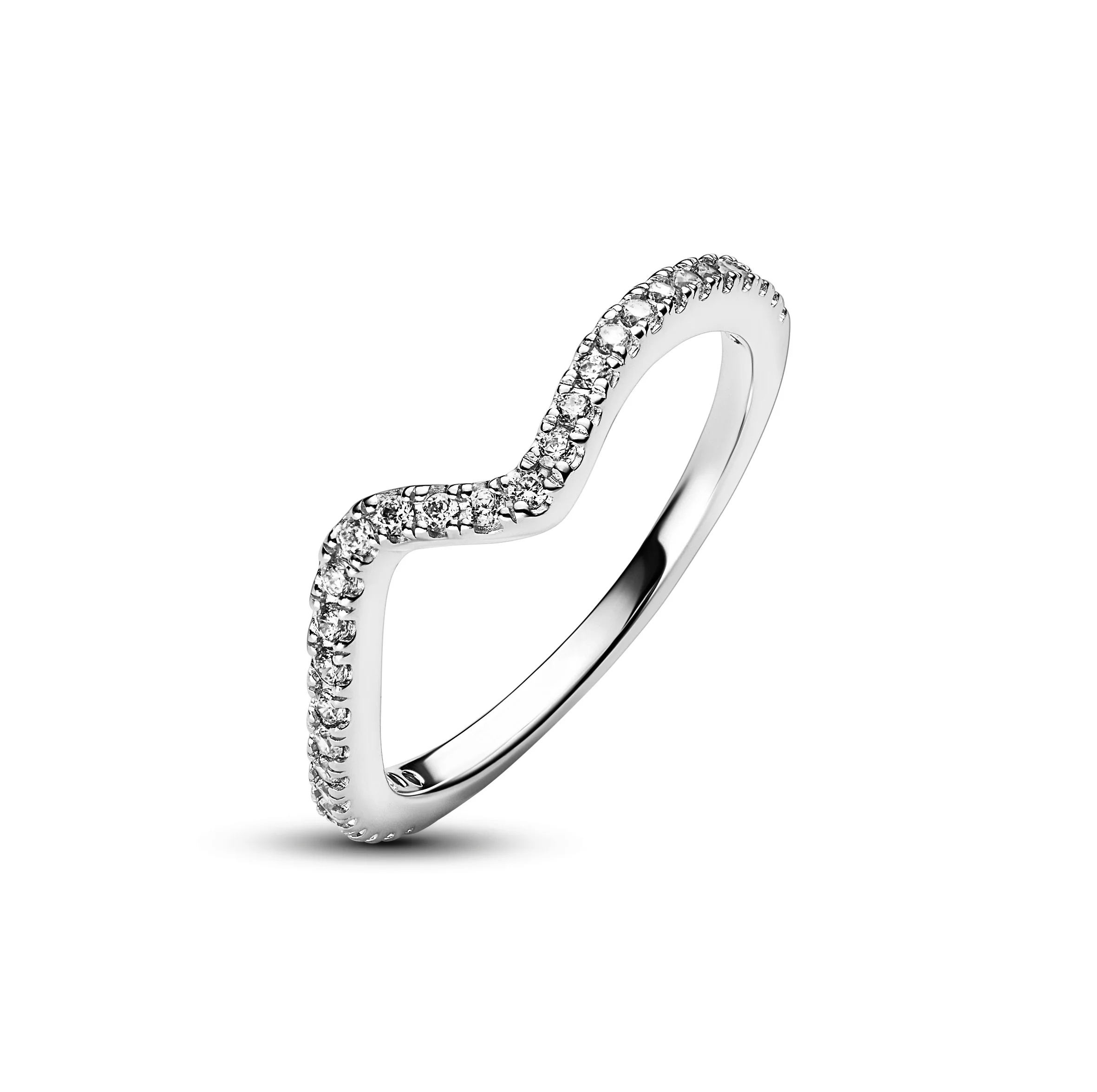 Wave Sterling Silver Ring With Clear Cubic Zirconia - Image 3