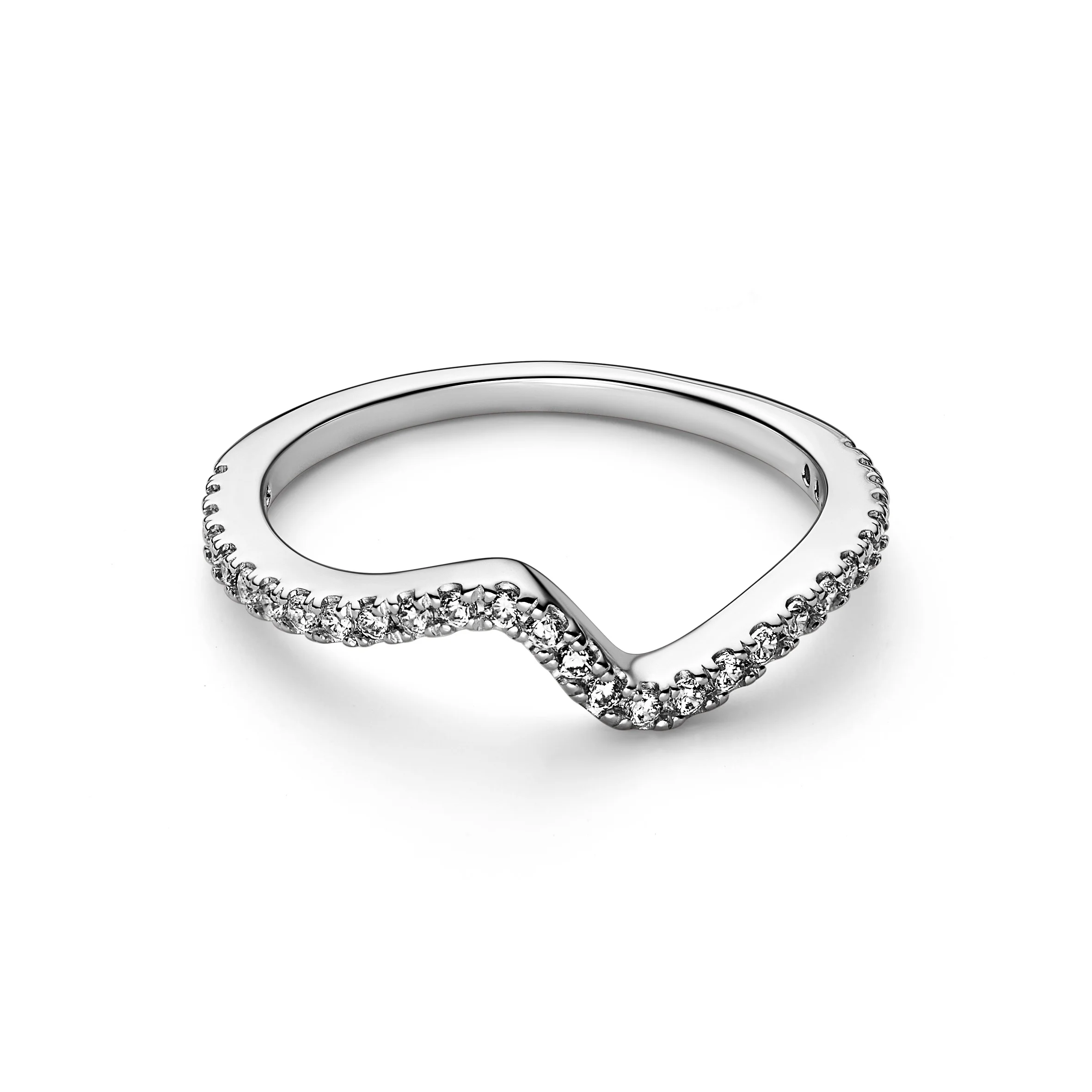 Wave Sterling Silver Ring With Clear Cubic Zirconia - Image 4