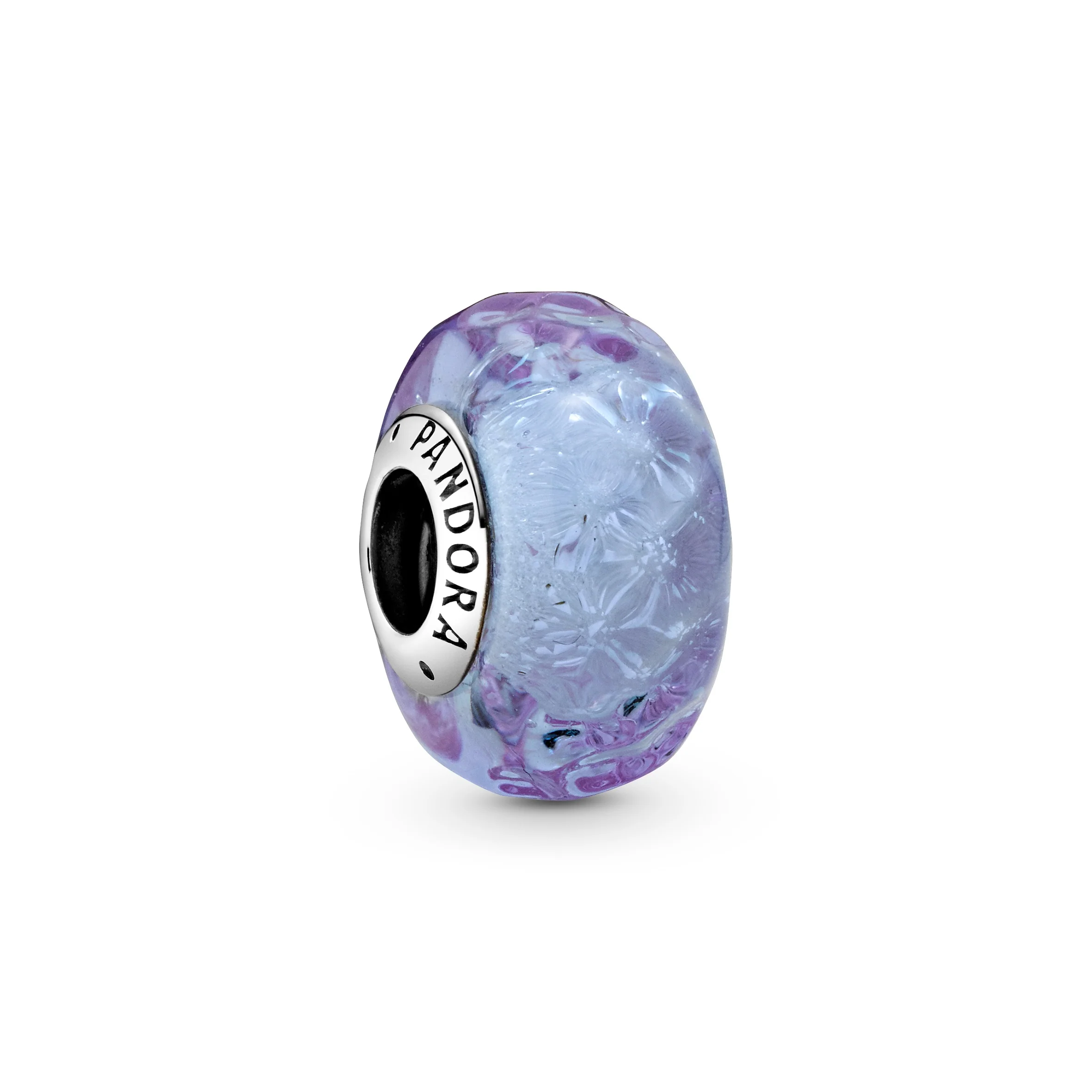 Wavy Sterling Silver Charm With Iridescent And Lavender Murano Glass - Image 5