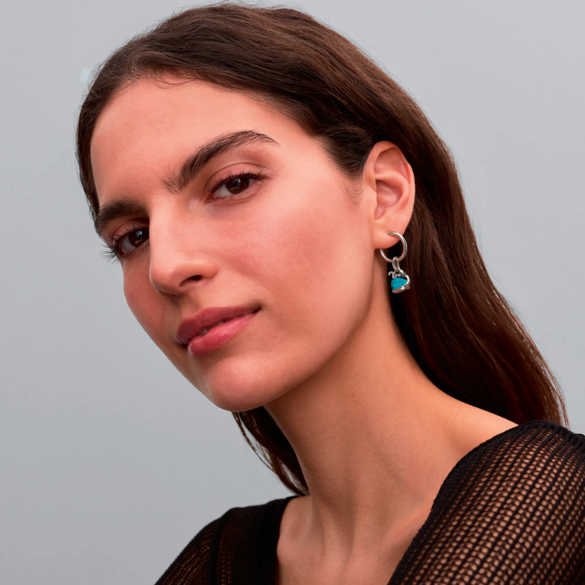 Whale Sterling Silver Dangle With Clear Cubic Zirconia, Imitation Turquoise And Black Enamel - Image 2