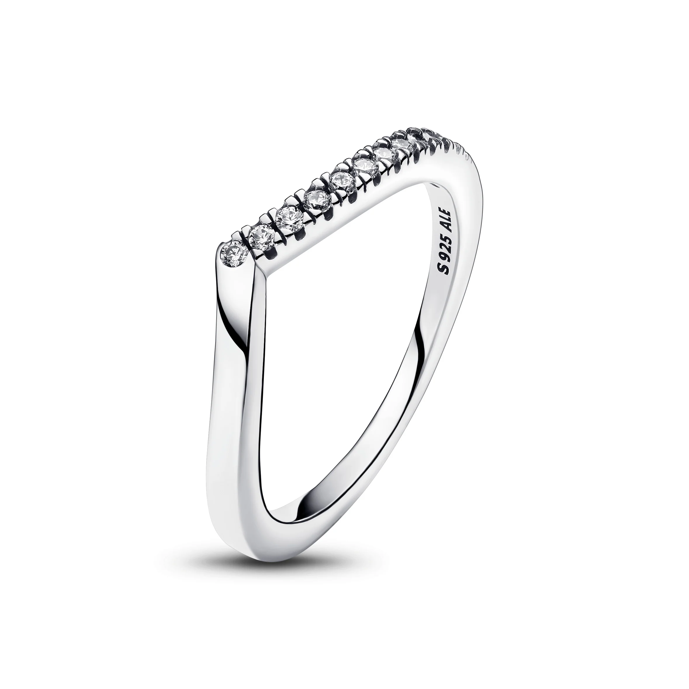 Wishbone Sterling Silver Ring With Clear Cubic Zirconia - Image 3