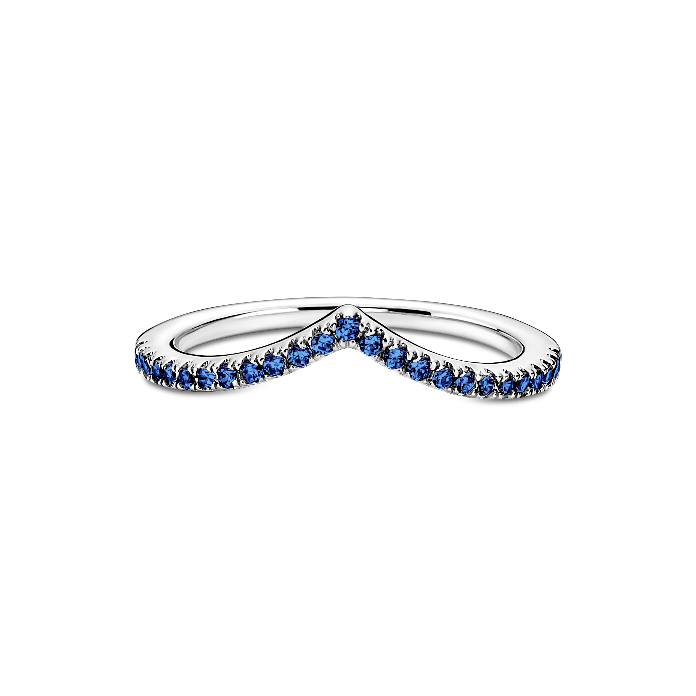 Wishbone Sterling Silver Ring With Stellar Blue Crystal - Image 3